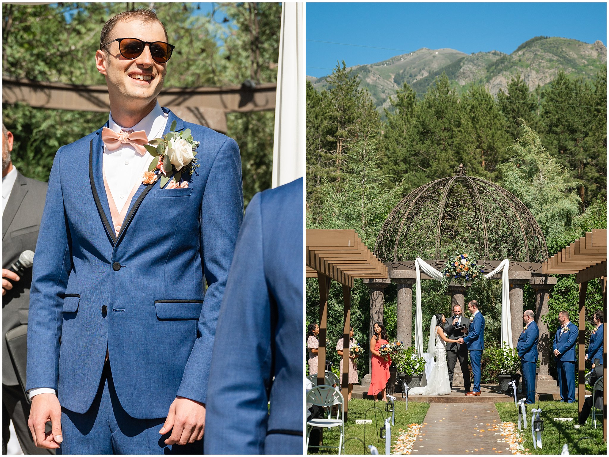 Outdoor pine tree and mountain ceremony at Oak Hills in Utah | Oak Hills Utah Destination Wedding | Jessie and Dallin Photography