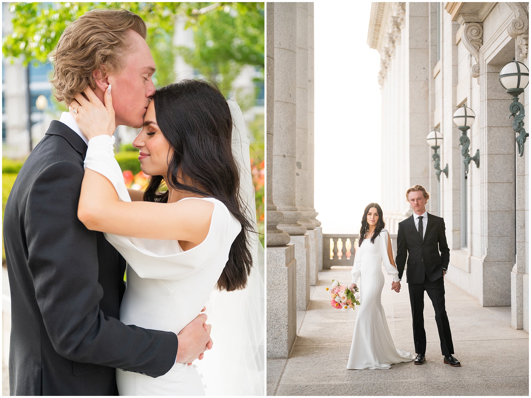 Bride and groom portraits outside of the Capitol Building | Utah State Capitol and Tunnel Springs Wedding Formal Session | Jessie and Dallin Photography