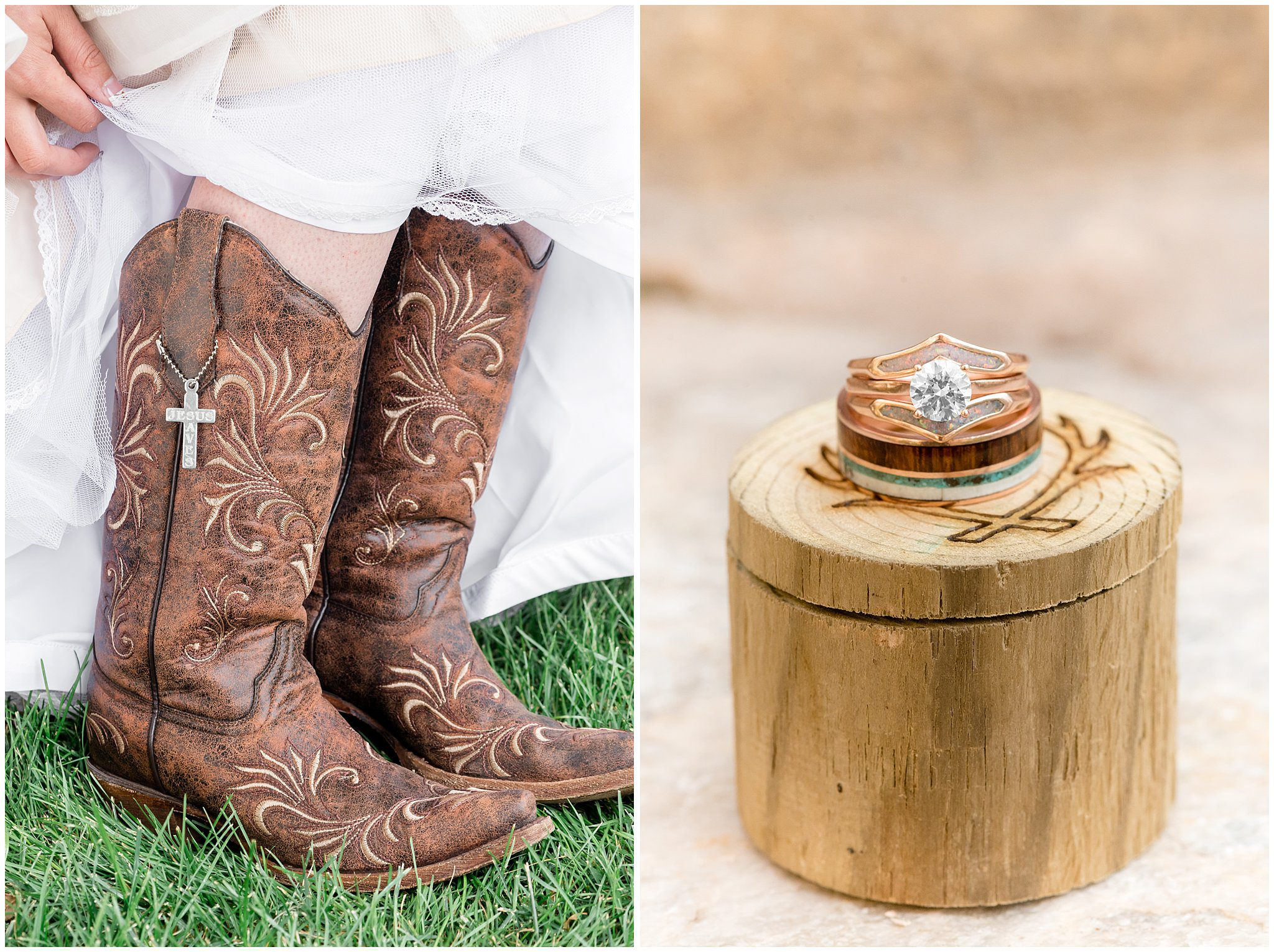 Cowboy boots and Staghead Design Ring | Stress Free Wedding Day Advice | Jessie and Dallin Photography