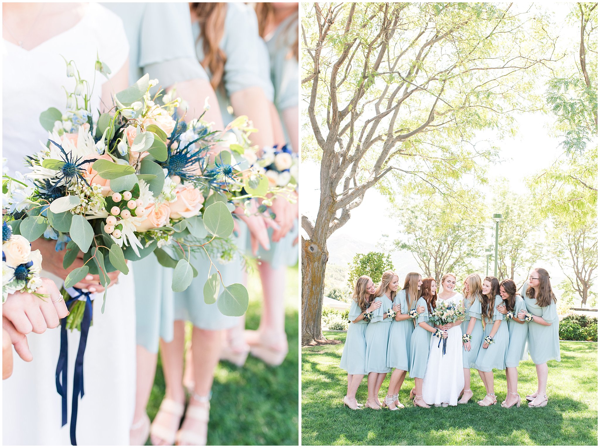 Bride and Groom with bridal party | Bountiful Temple Wedding and Oak Hills Reception | Jessie and Dallin Photography