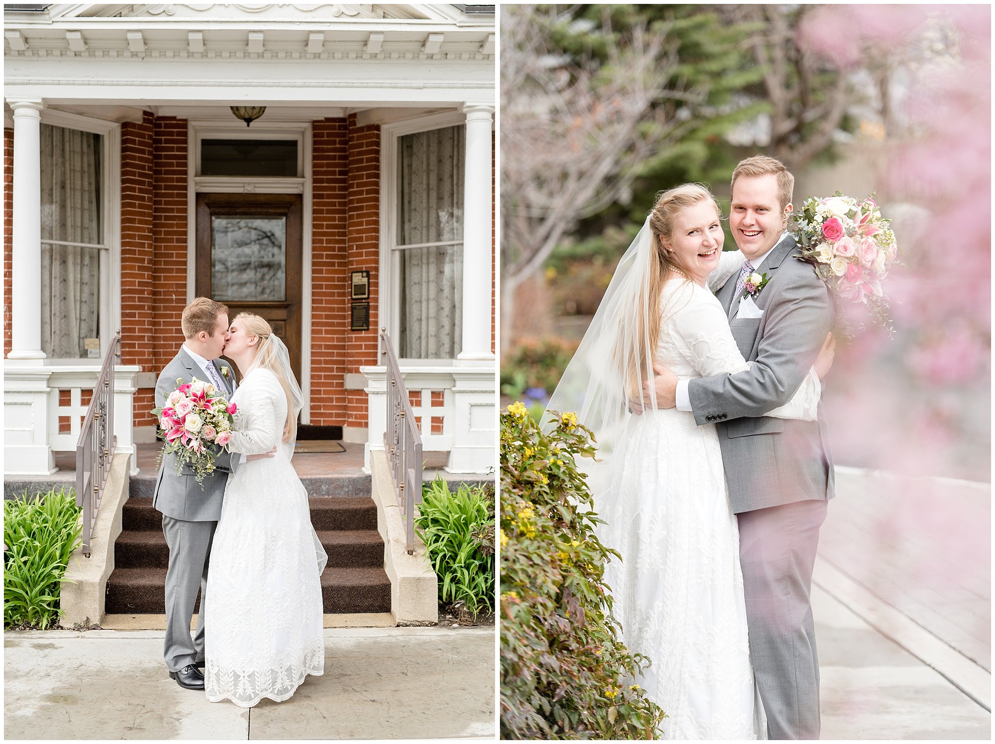 Eldrege Manor wedding reception | Spring Utah Wedding | Candid bride and groom photography