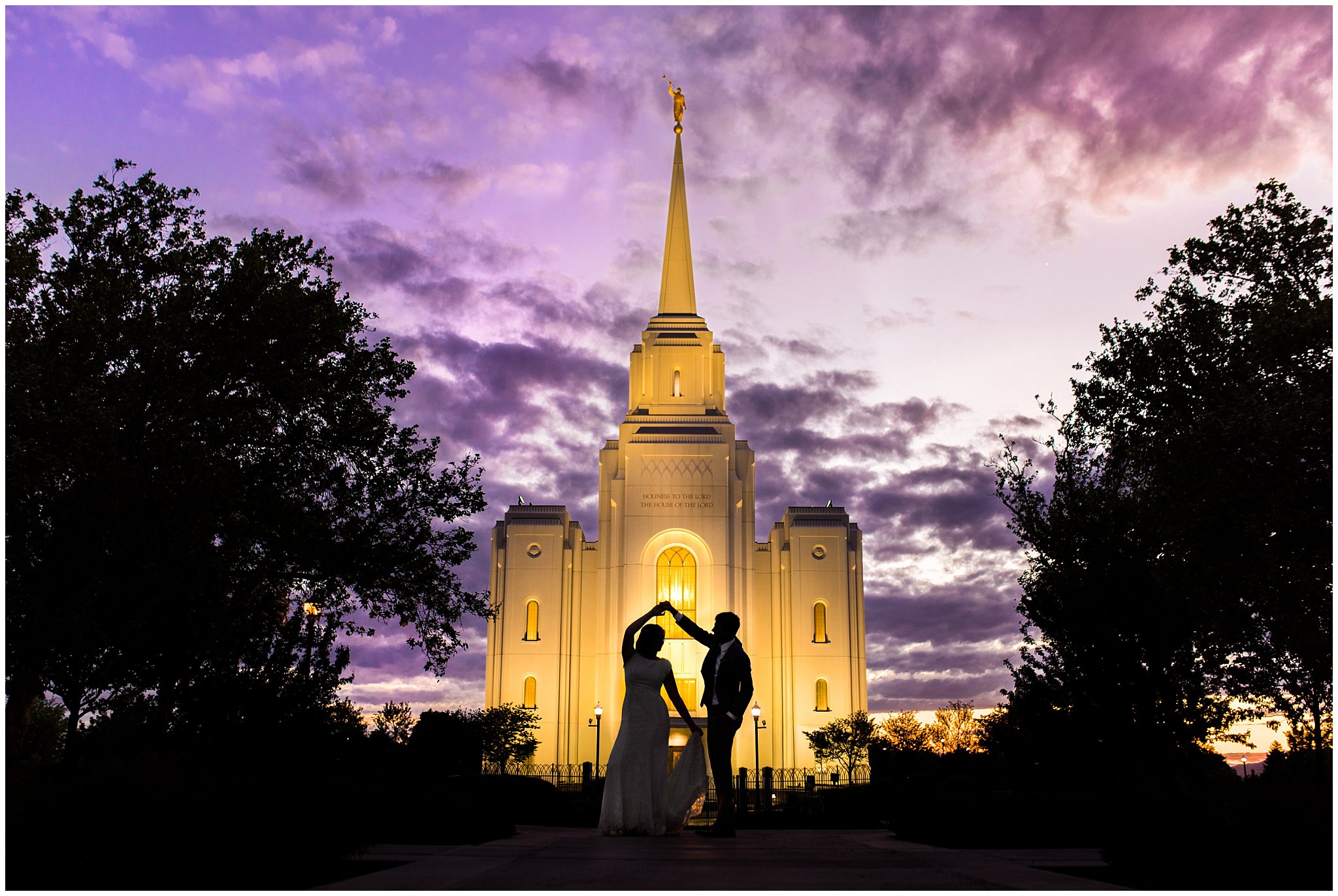 Silhouette in front of the Brigham City Temple | 5 Reasons to do a Formal Session | Jessie and Dallin Photography