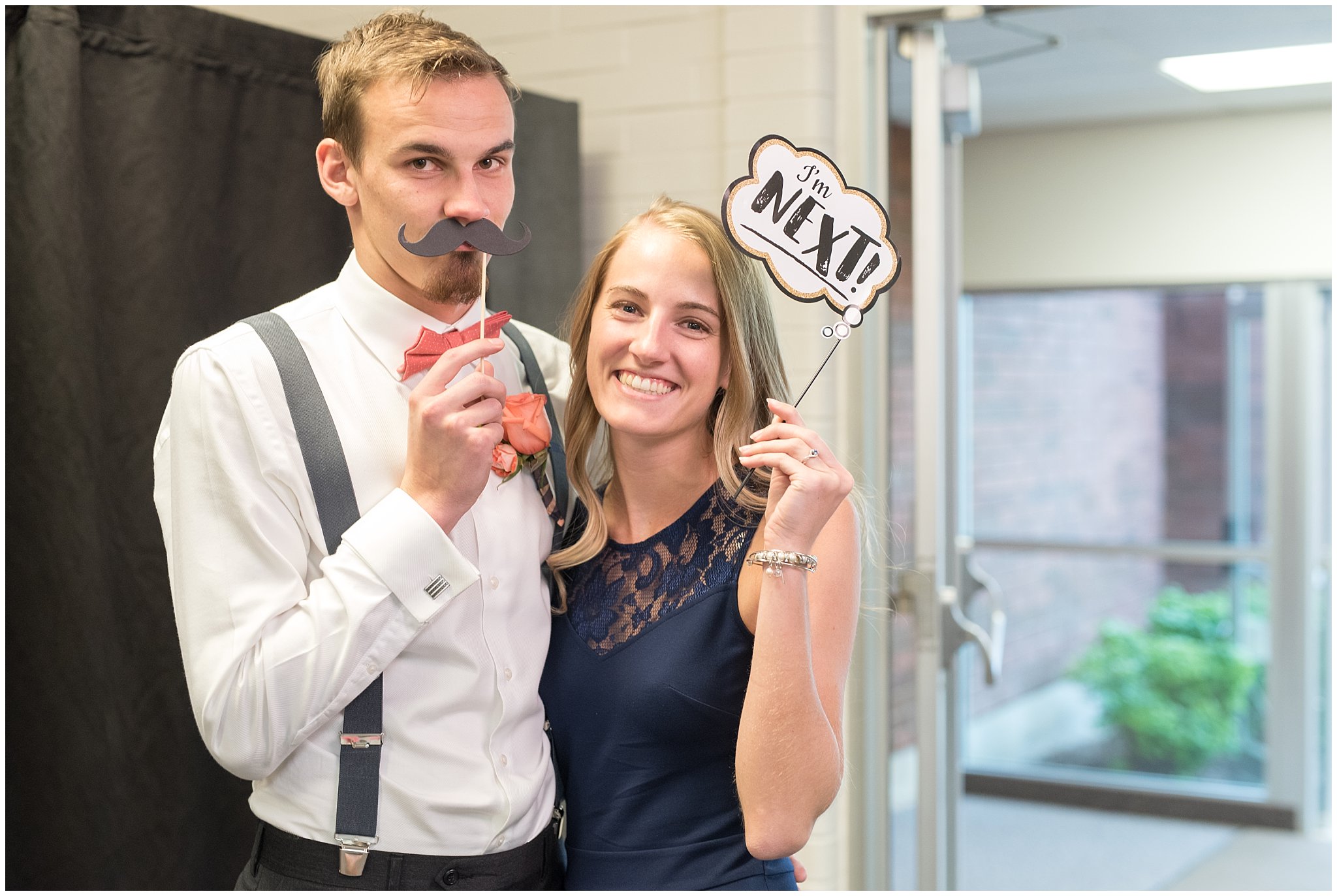 Salt Lake LDS wedding reception | A Day to Remember Photo booth | coral and grey wedding
