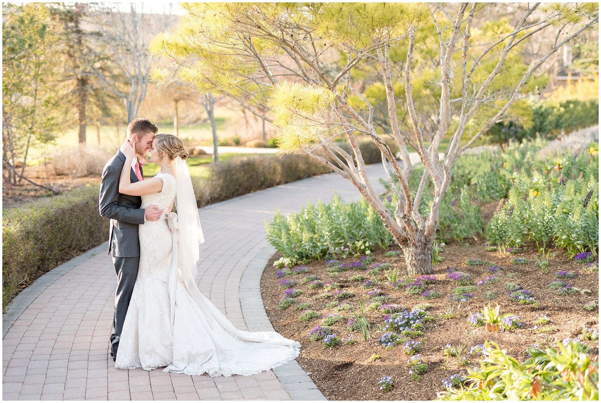 Thanksgiving Point Wedding | Spring Bride and Groom portraits | Garden Wedding Photography