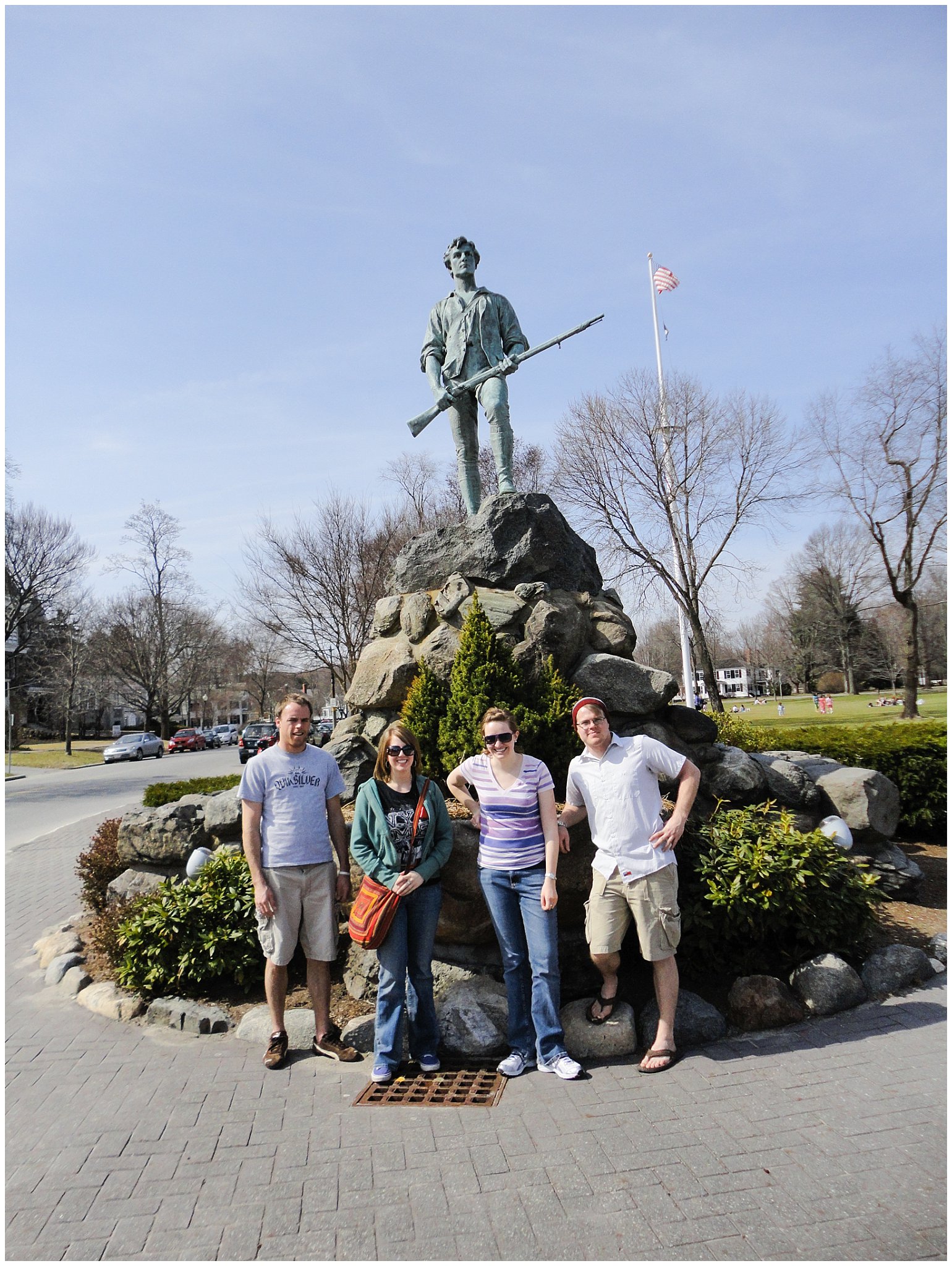 Group standing in front of the Lexington Battle Green | Historic Massachusetts Honeymoon