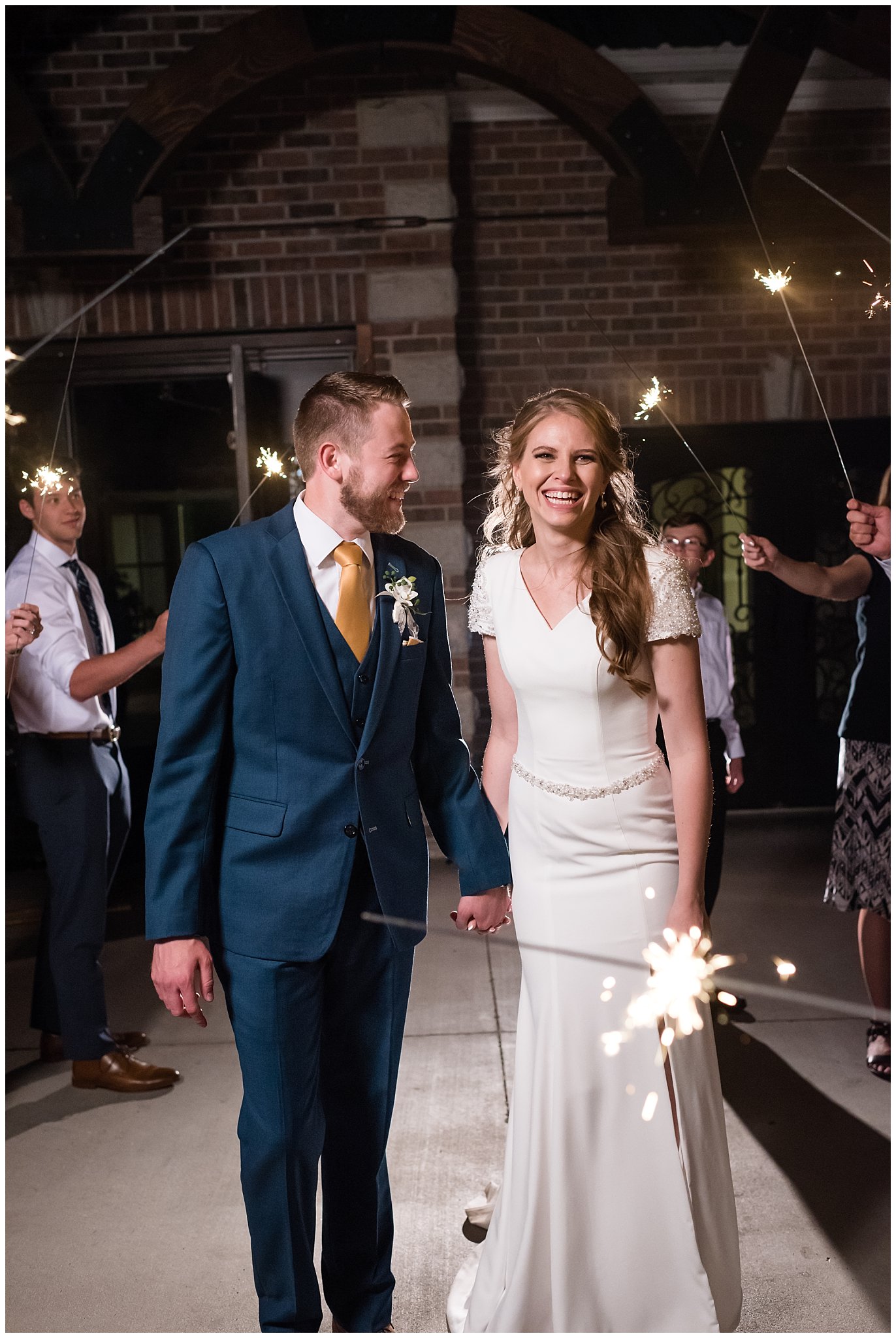 Sparkler Exit at Talia Event Center | Bride and groom walking