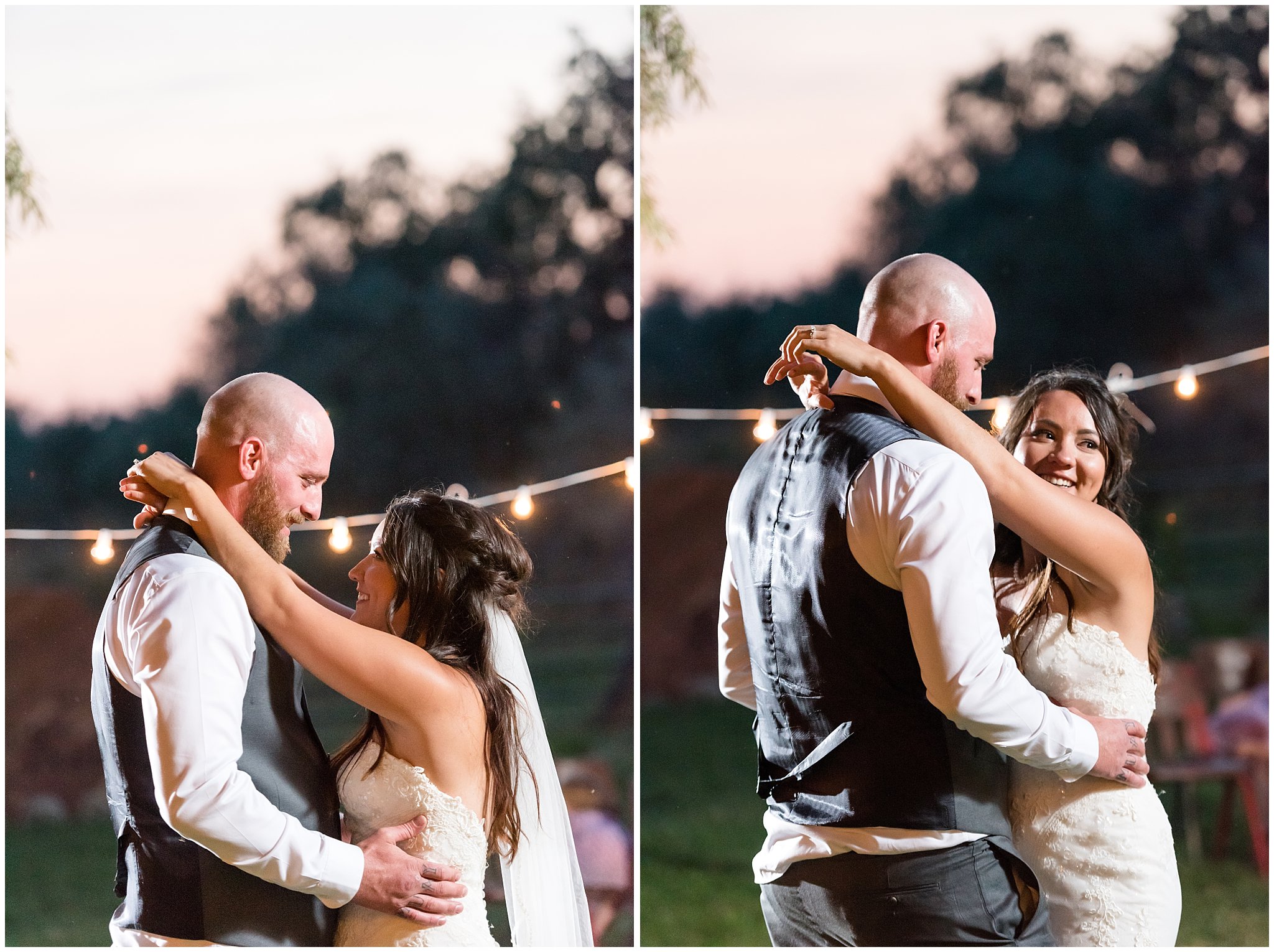 Bride and Groom outdoors first dance | Red and Grey wedding | Davis County Outdoor Wedding | Jessie and Dallin Photography