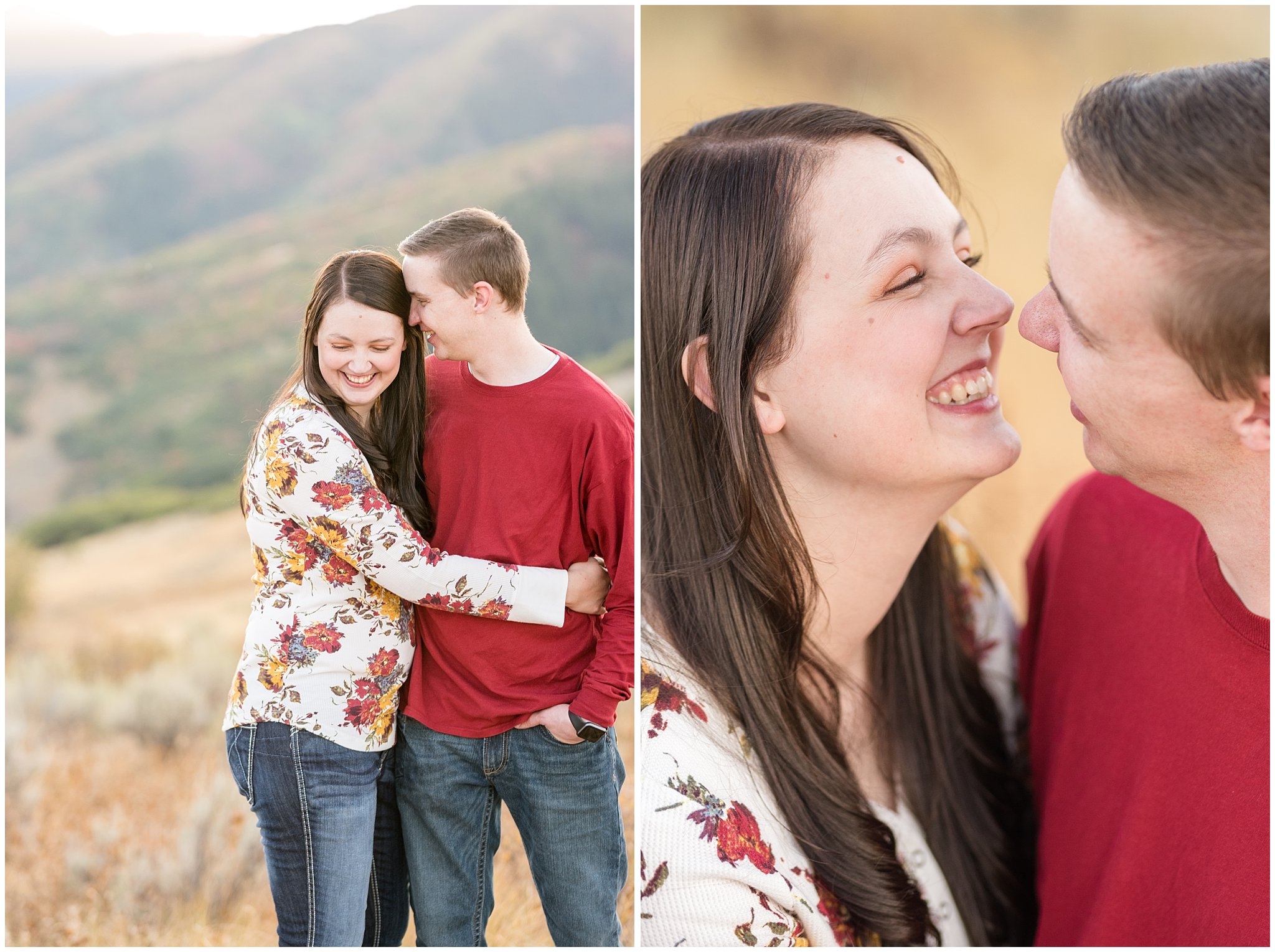 Candid couple picture during family picture session in the mountains | Fall Family Pictures at Snowbasin | Jessie and Dallin Photography