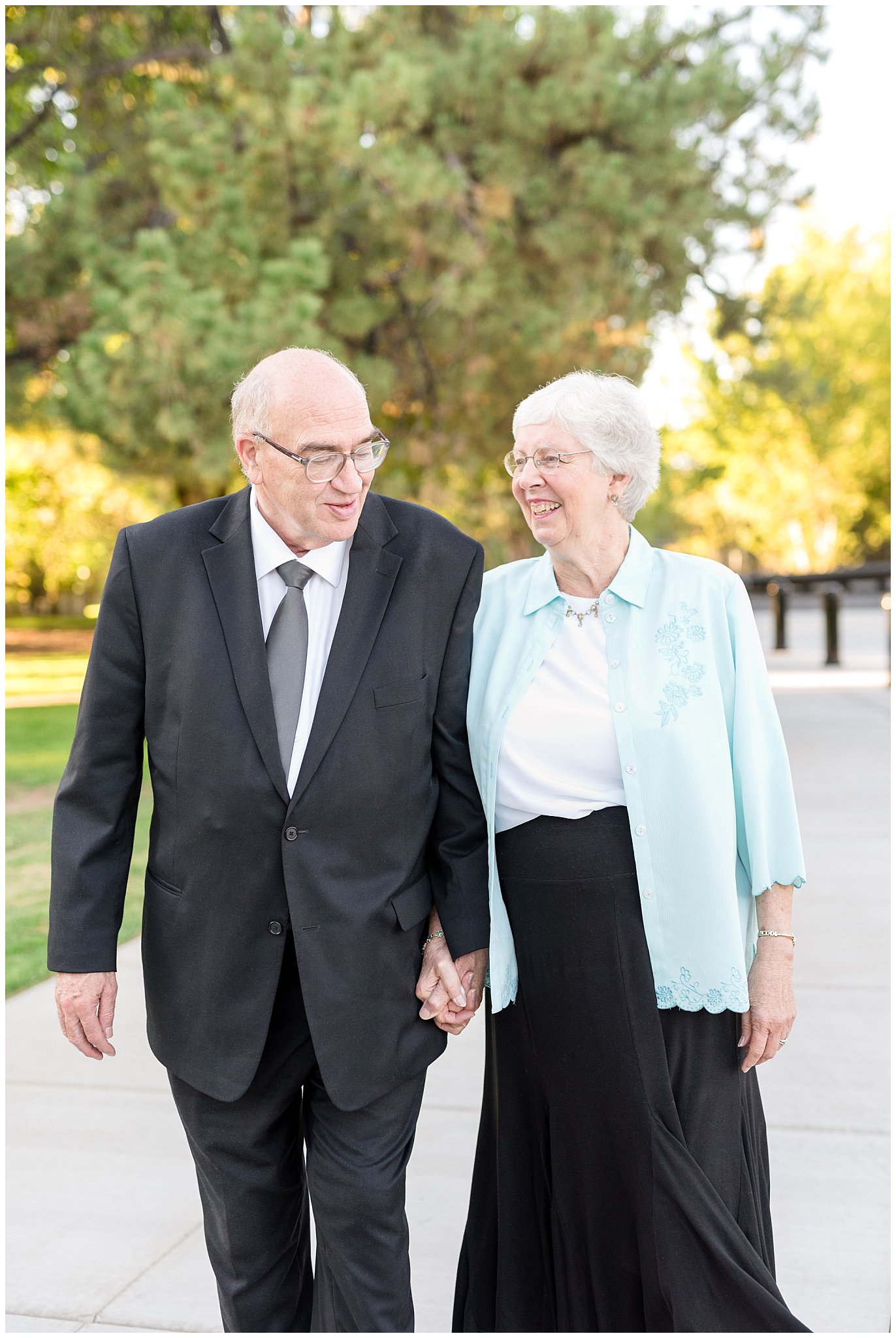 Grandparents walking and laughing | Layton Commons Park | Layton Couples Photographer | Jessie and Dallin