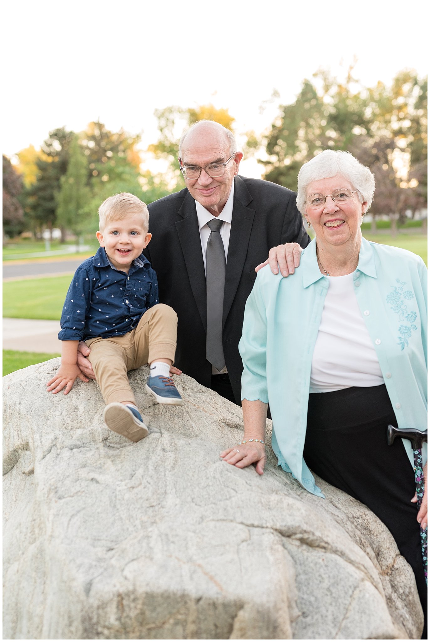 Liam with grandparents at the park | Layton Commons Park | Layton Couples Photographer | Jessie and Dallin