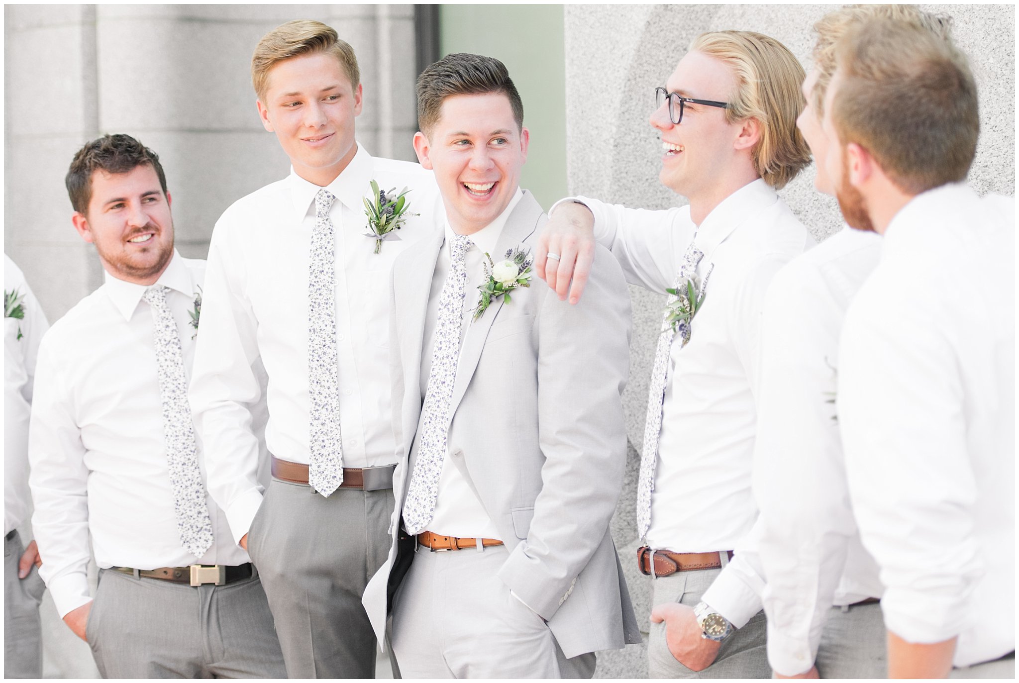 Groom with Groomsmen | Why You Need Two Wedding Photographers | Jessie and Dallin Photography