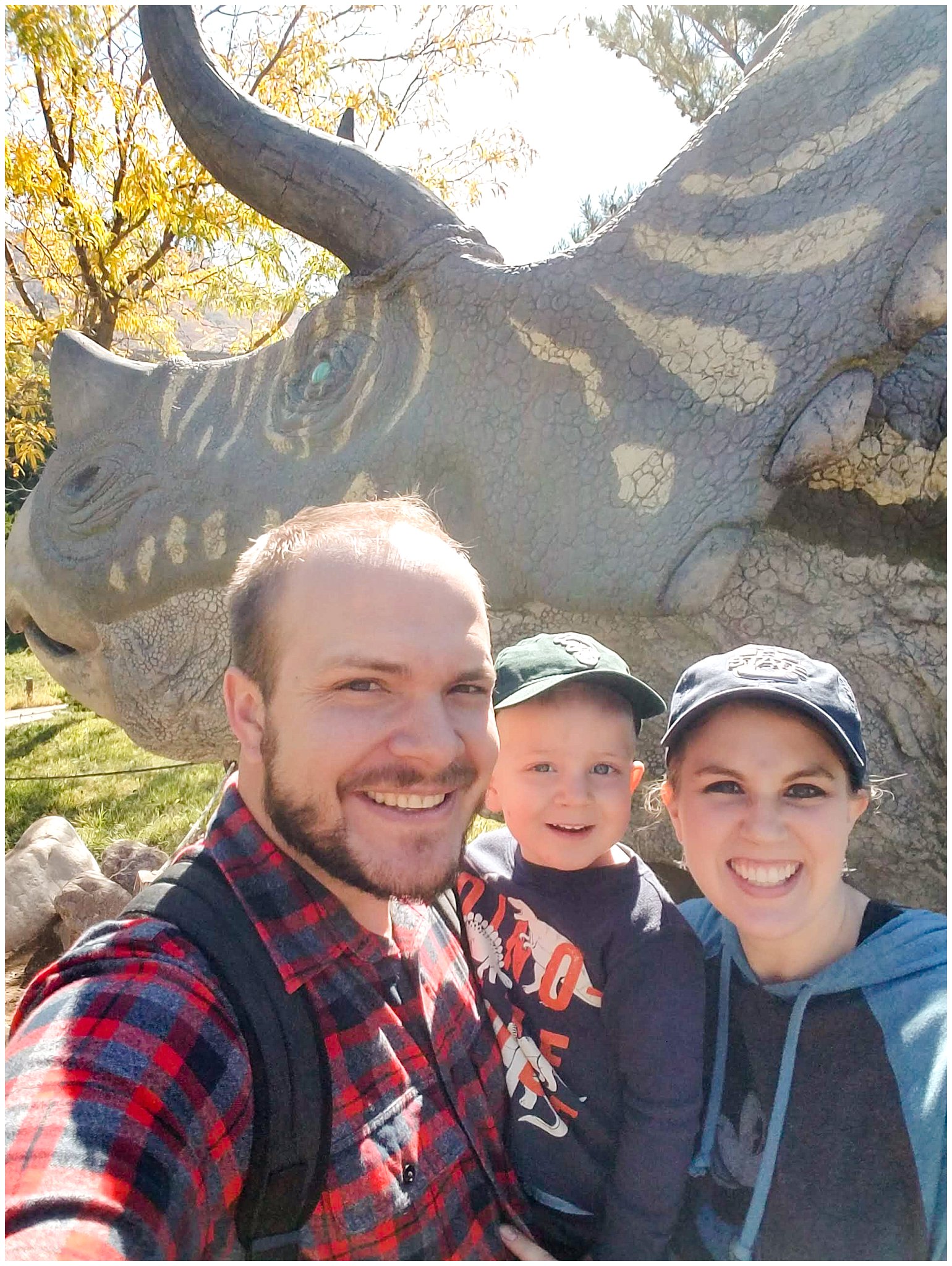Our family at dinosaur park in front of the Triceratops | Fun Friday - Dinosaur Park | Ogden, Utah | Jessie and Dallin