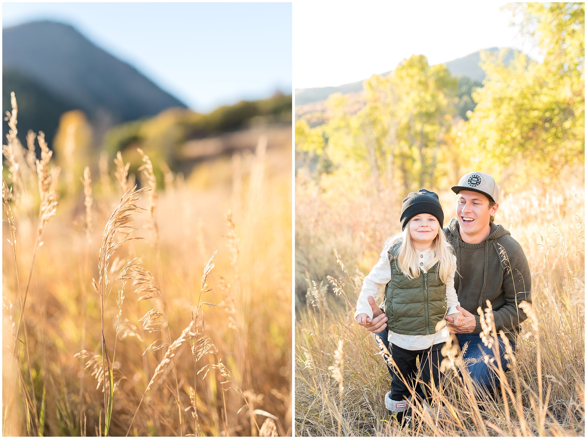 Father and son at Snowbasin in the fall | Fall Family Pictures in the Mountains | Snowbasin, Utah | Jessie and Dallin