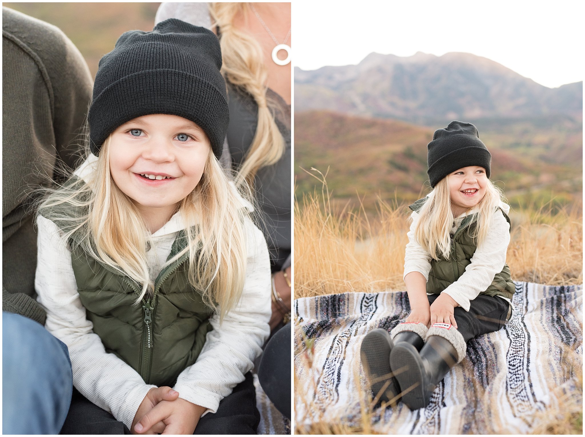 3 year old boy laughs and smiles in the mountains | Fall Family Pictures in the Mountains | Snowbasin, Utah | Jessie and Dallin