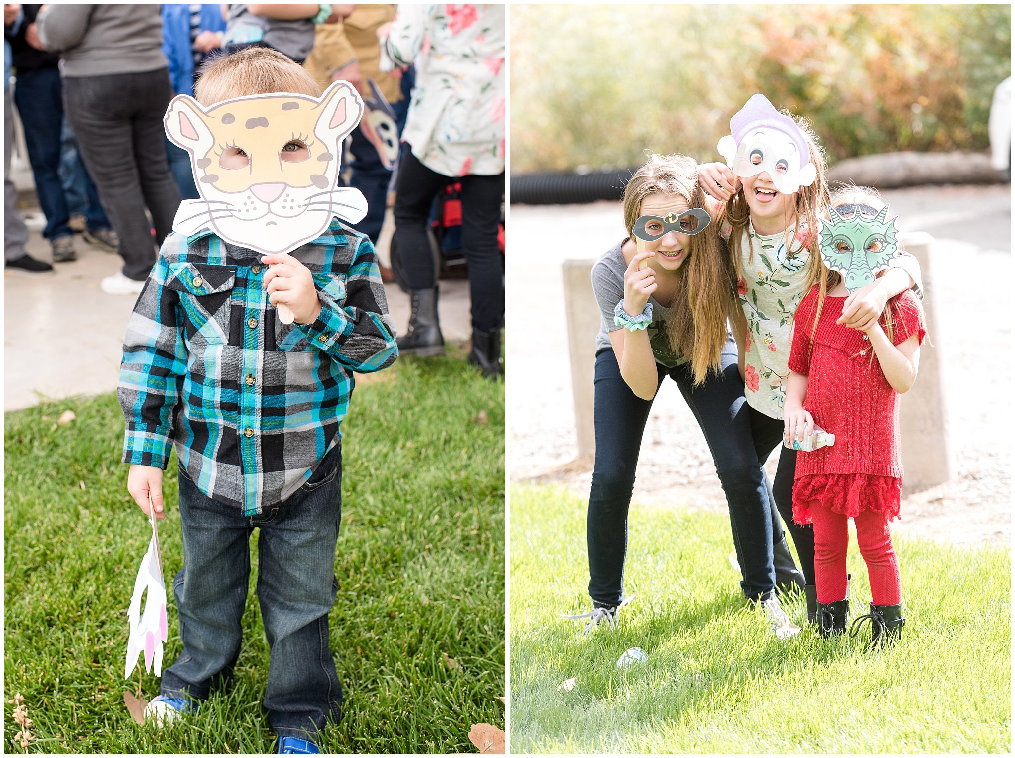 Kids wearing Disney masks at Make a Wish event | Tremonton Family Pictures and Make a Wish Event | Jessie and Dallin Photography