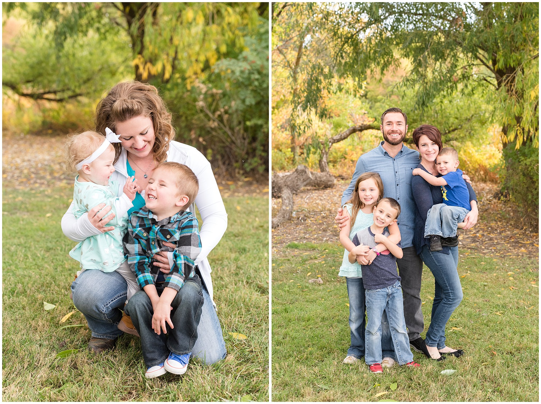 Families looking at camera and laughing during pictures | Tremonton Family Pictures and Make a Wish Event | Jessie and Dallin Photography