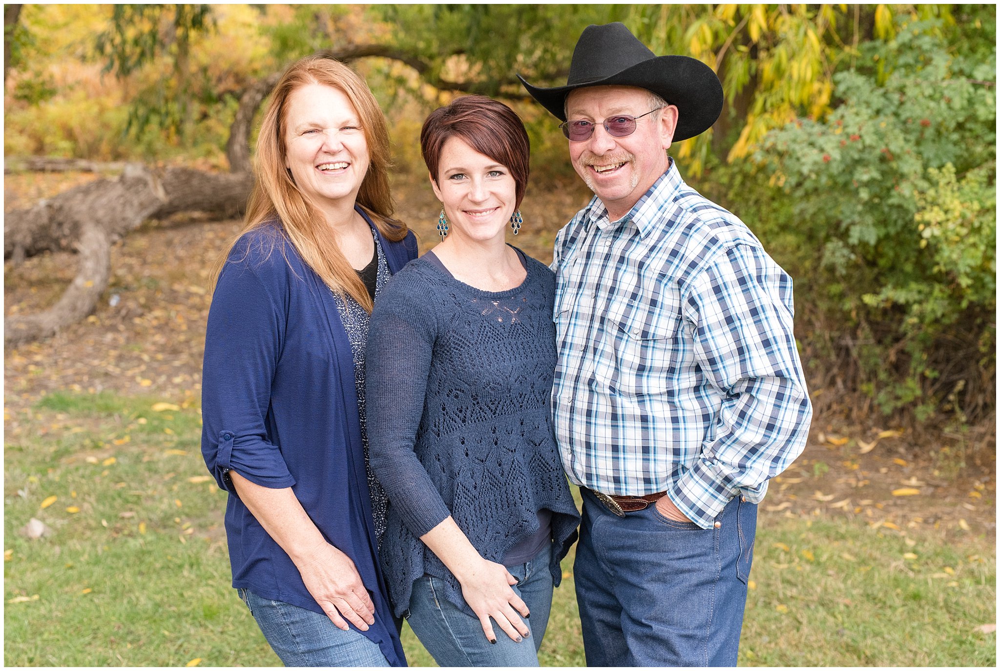 Parents with grown up daughter in the fall leaves | Tremonton Family Pictures and Make a Wish Event | Jessie and Dallin Photography