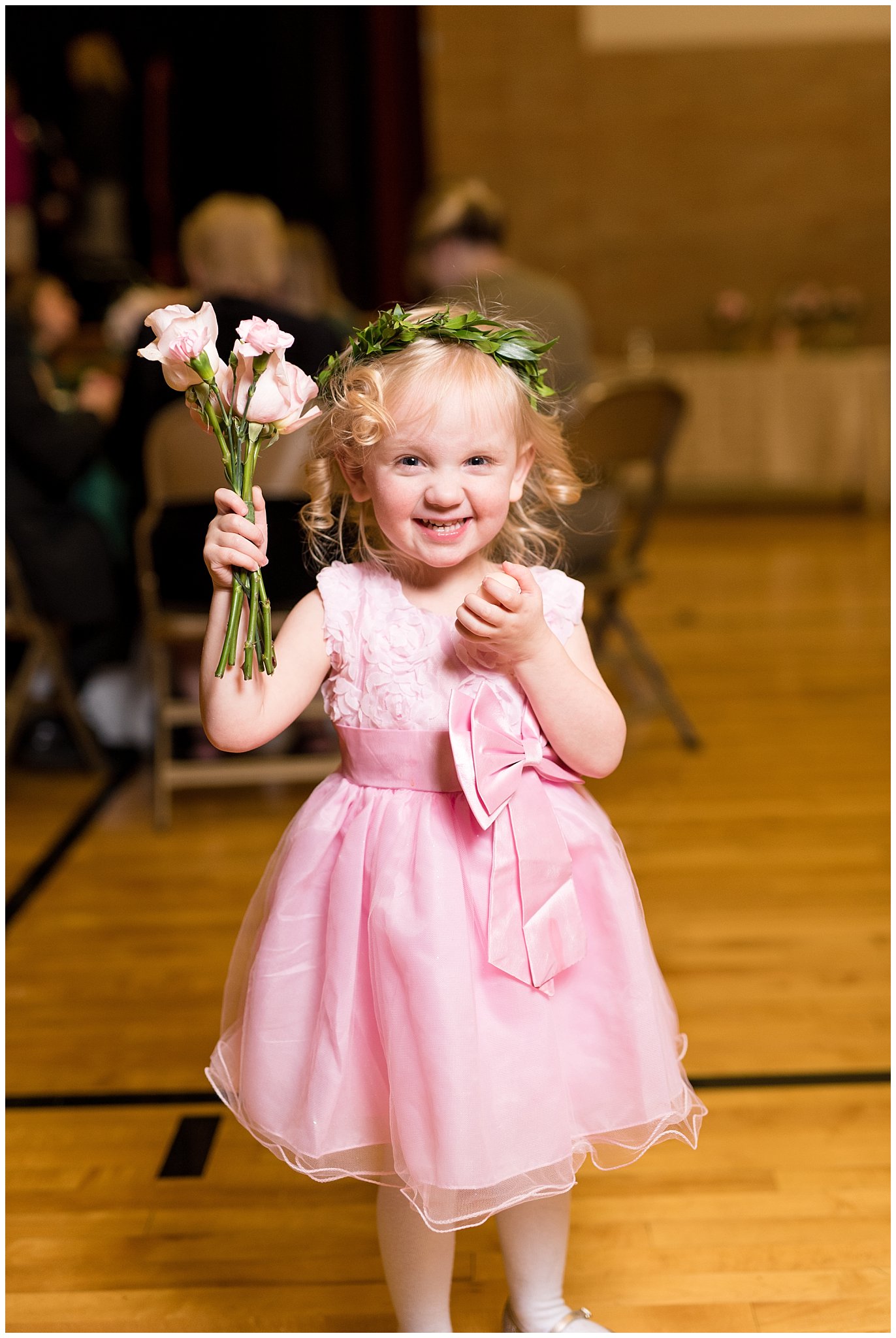 Kids dancing at reception | Ogden Temple Winter Wedding | Emerald Green and Pink Wedding | Jessie and Dallin Photography