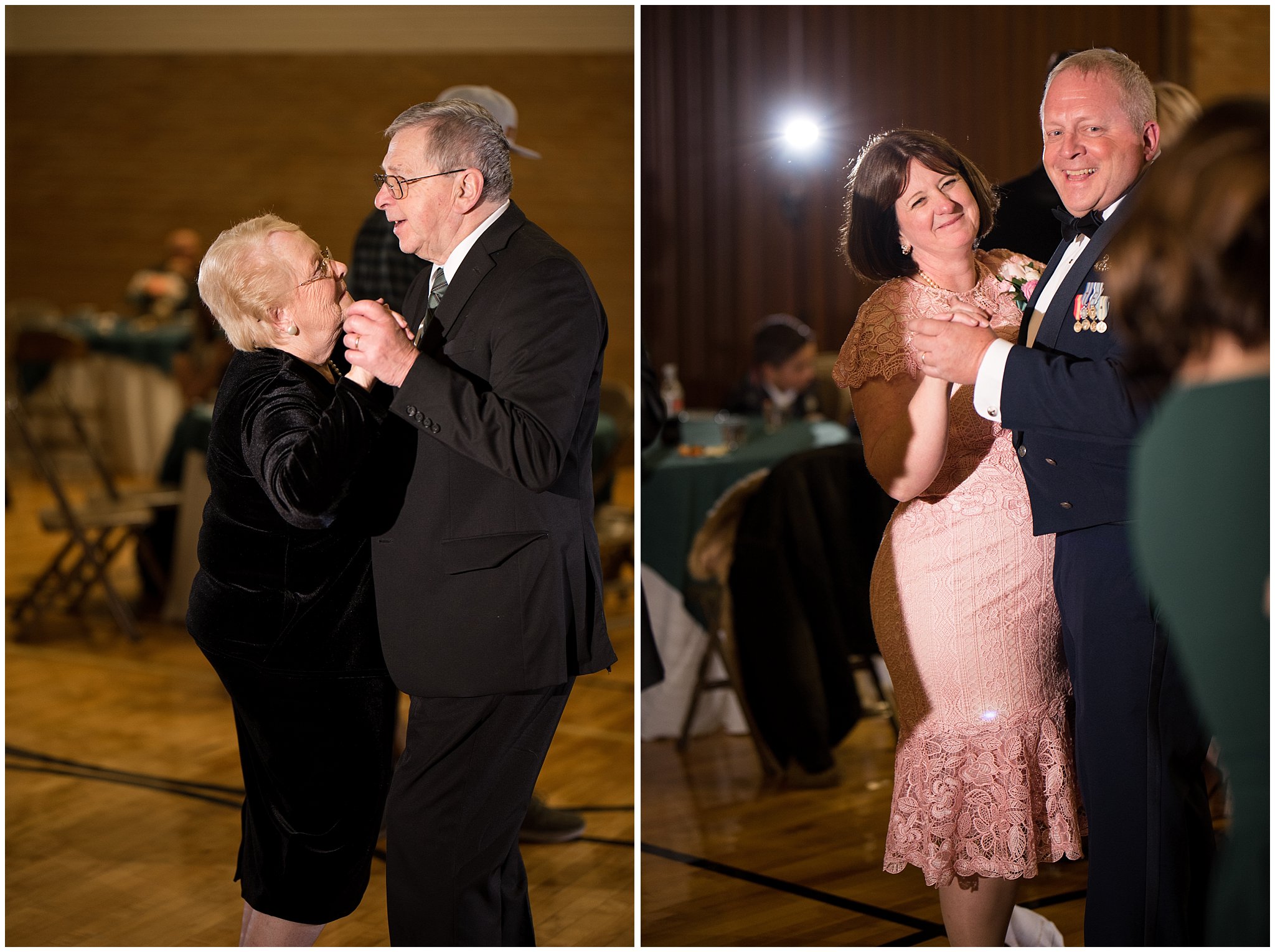 Grandparents and parents during wedding dance | Ogden Temple Winter Wedding | Emerald Green and Pink Wedding | Jessie and Dallin Photography