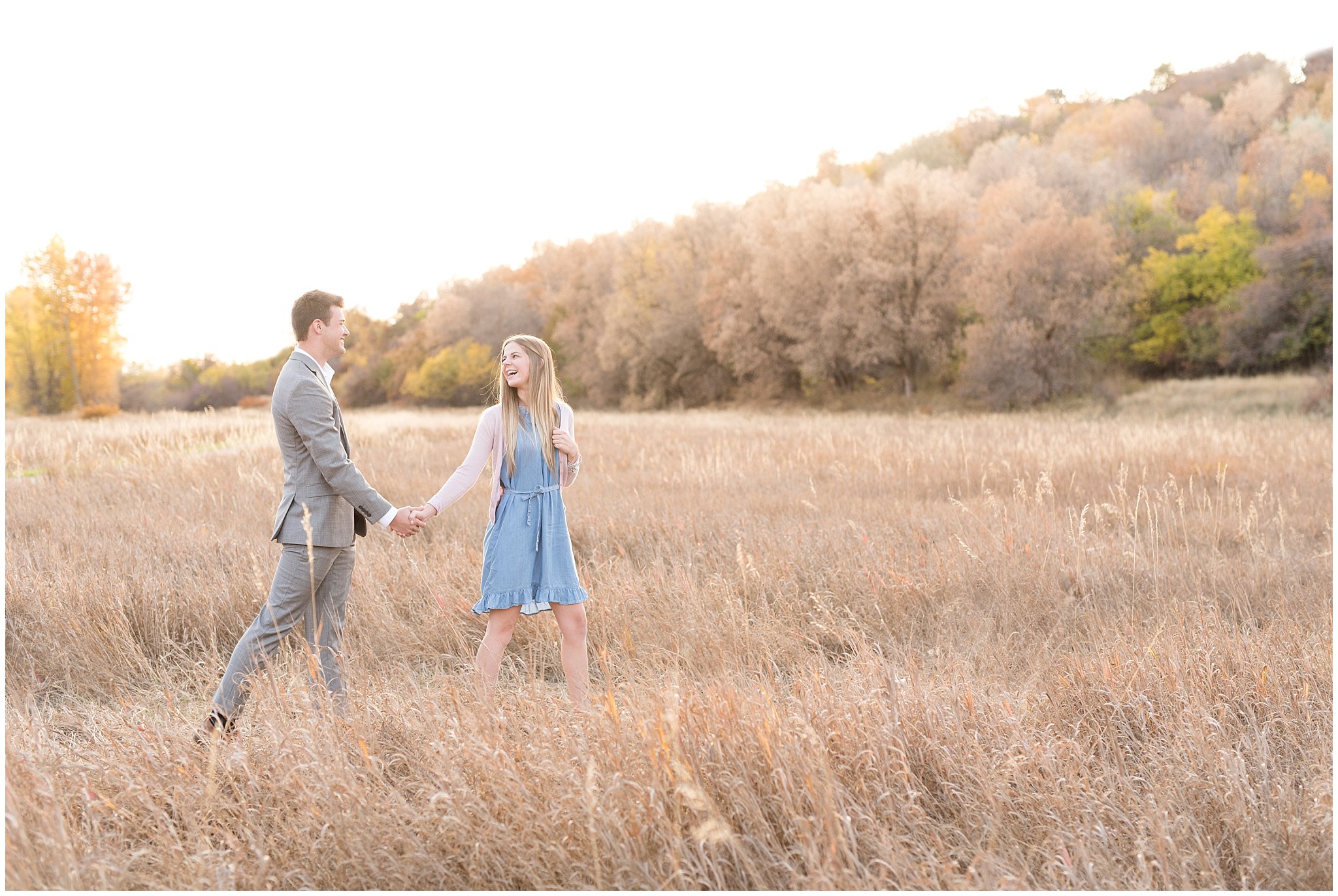 Couple walking in the fall grass | Layton Utah | Jessie and Dallin Photography