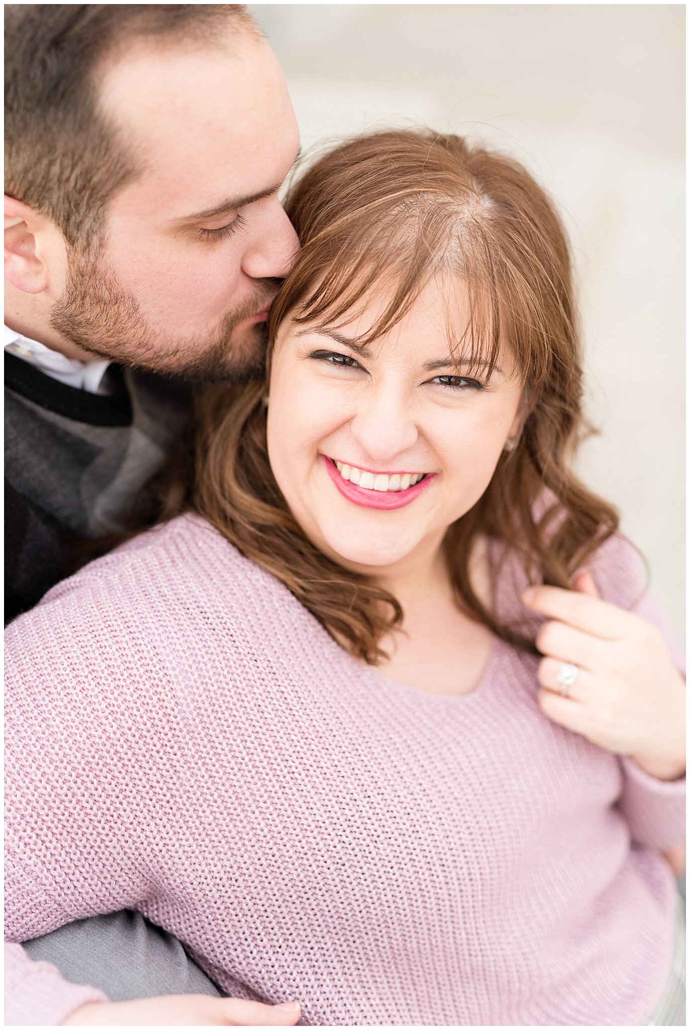 Utah State Capitol Building Engagement | Salt Lake City Utah Engagement | Couple sitting on the stairs | Jessie and Dallin Photography