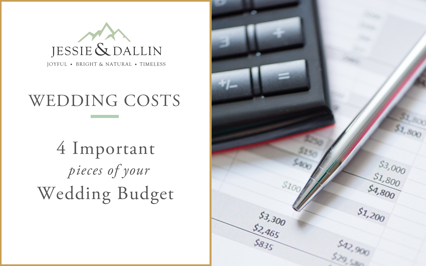 4 Important Pieces of Your Wedding Budget Blog Cover | Jessie and Dallin Photography | Utah Wedding Photographers
