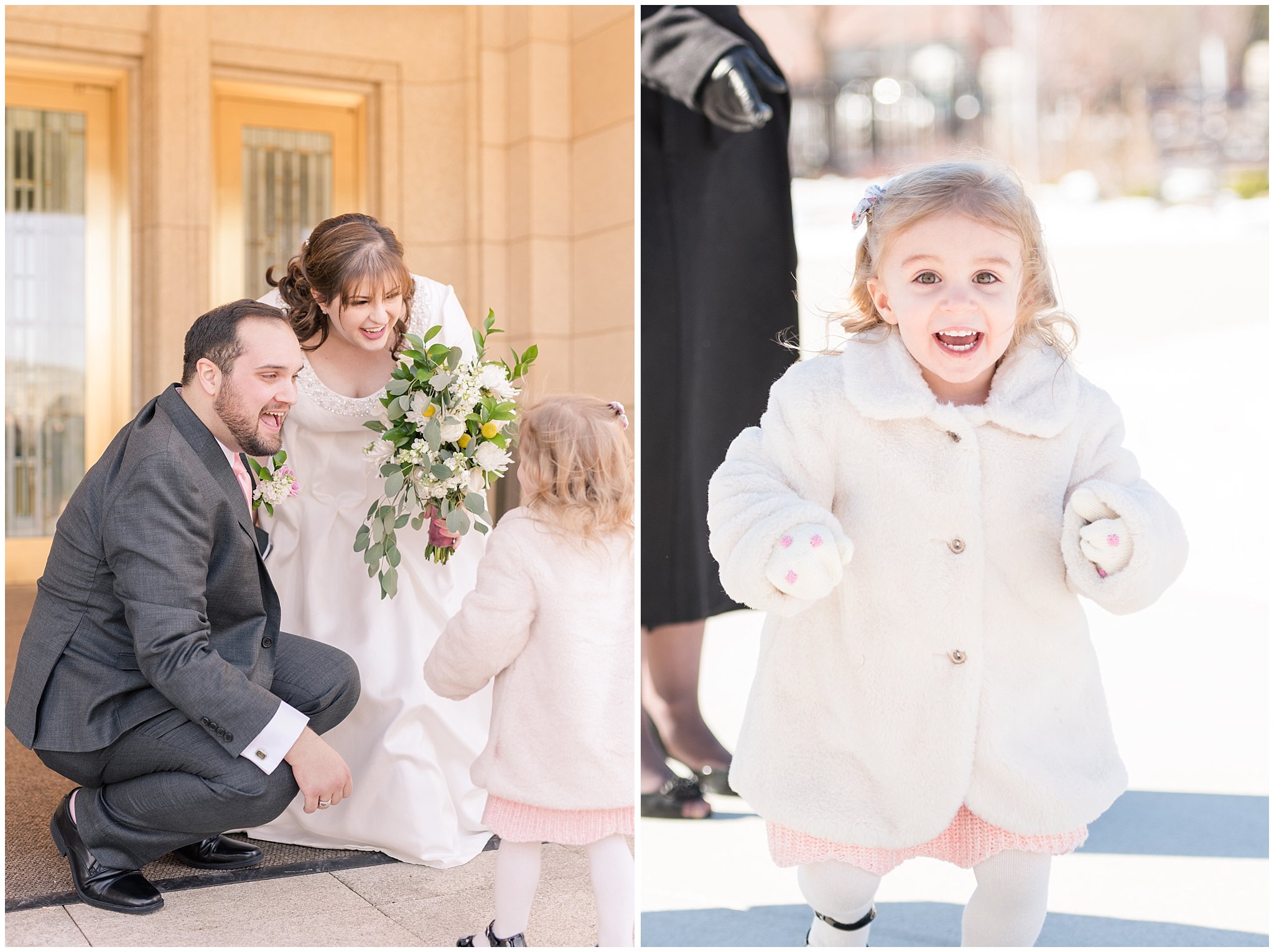 Wedding exit with little kids | Ogden Temple Wedding | Jessie and Dallin Photography