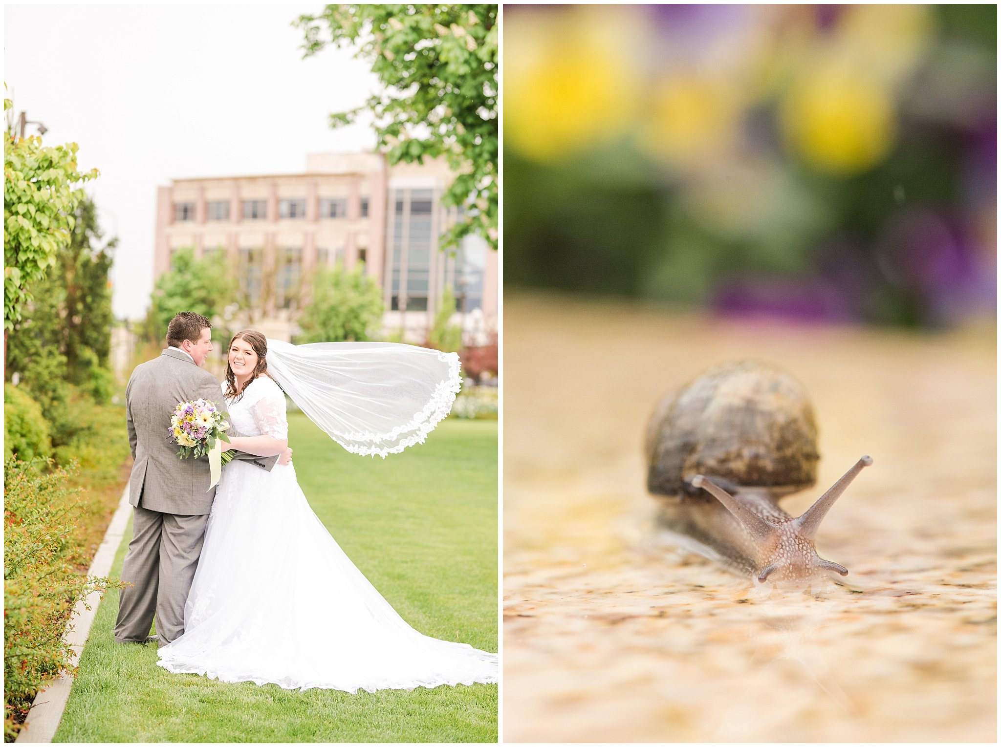 Bride and groom during rainy spring wedding at the Ogden Temple | Utah Wedding | Jessie and Dallin Photography