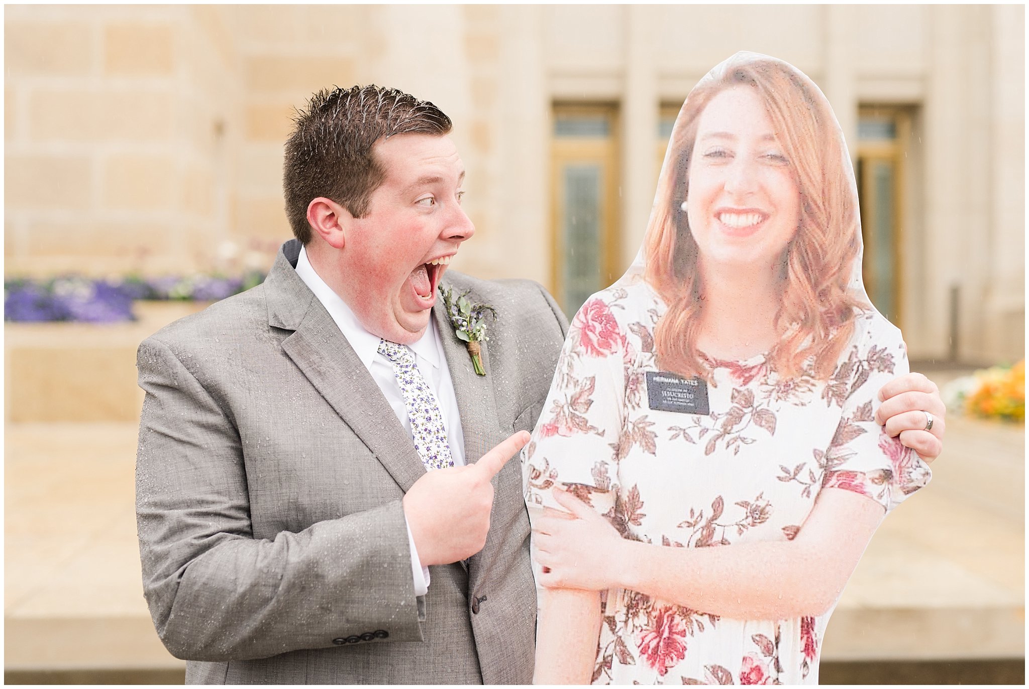 Family portraits during rainy spring wedding at the Ogden Temple | Utah Wedding | Jessie and Dallin Photography