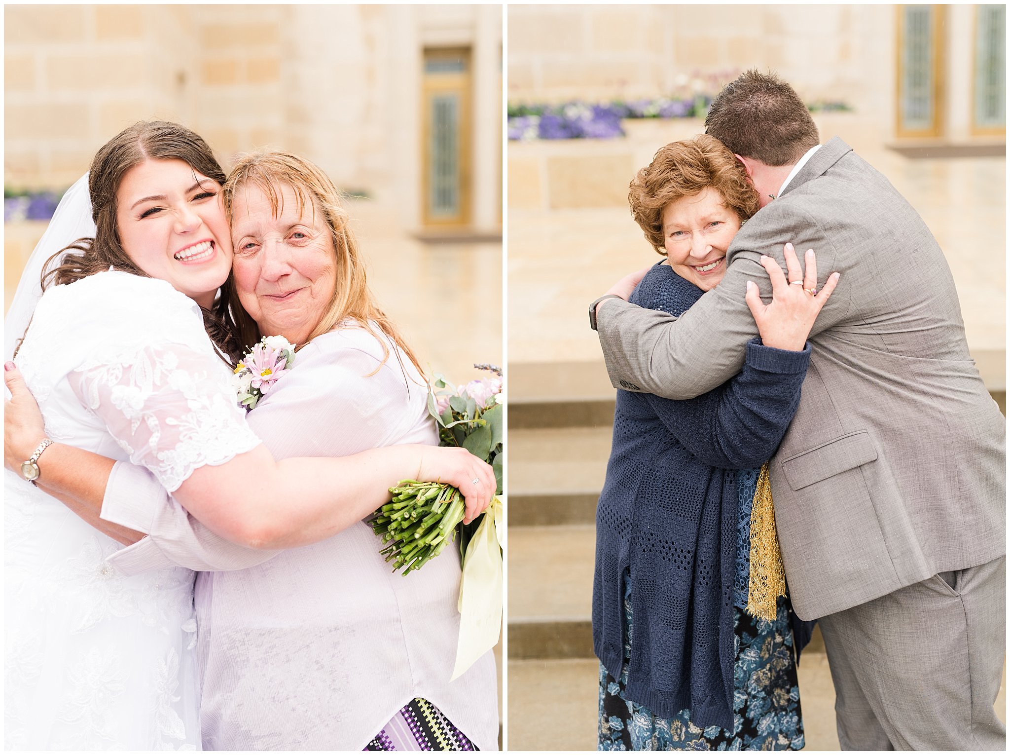 Family portraits during rainy spring wedding at the Ogden Temple | Utah Wedding | Jessie and Dallin Photography