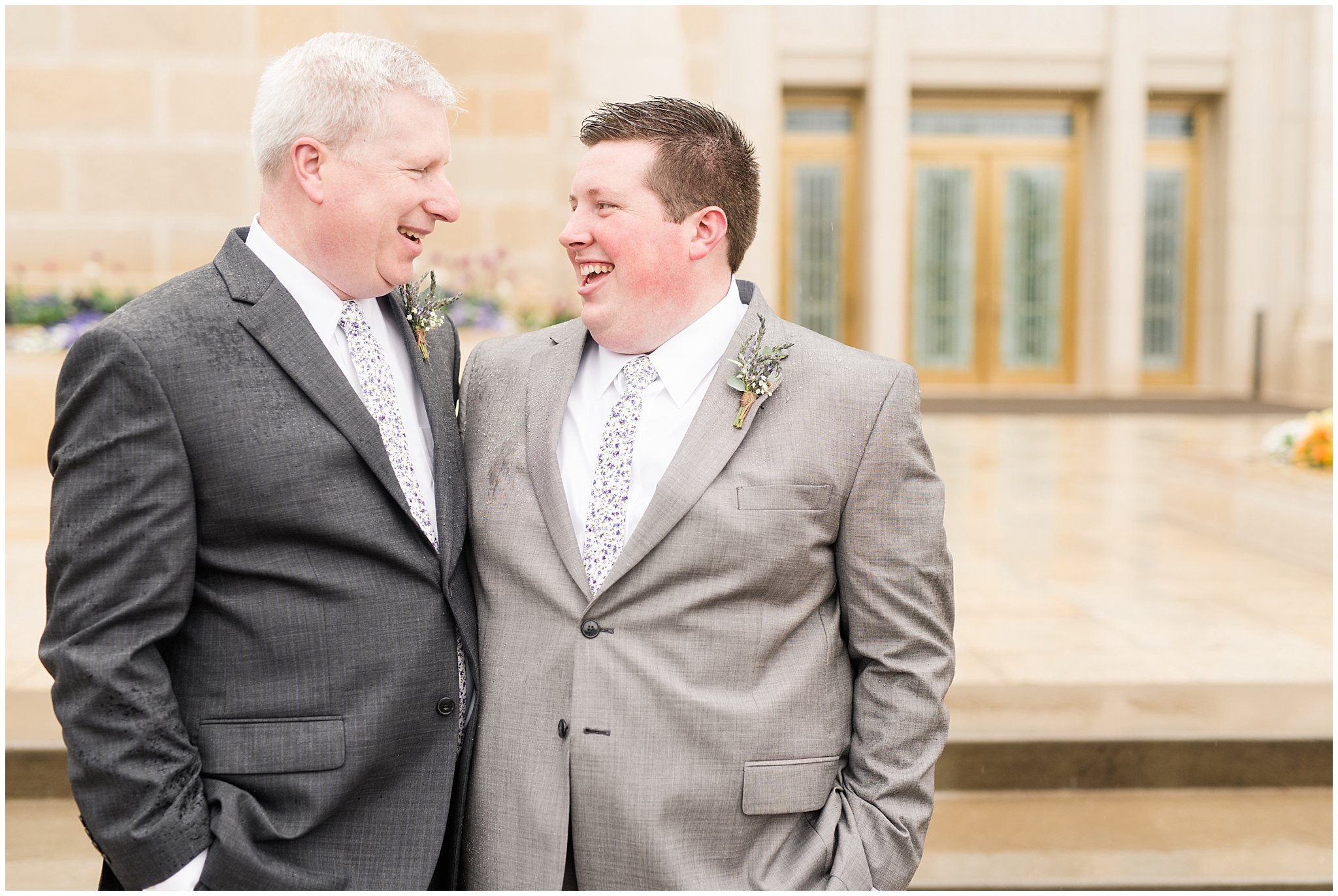 Family portraits during rainy spring wedding at the Ogden Temple | Utah Wedding | Jessie and Dallin Photography