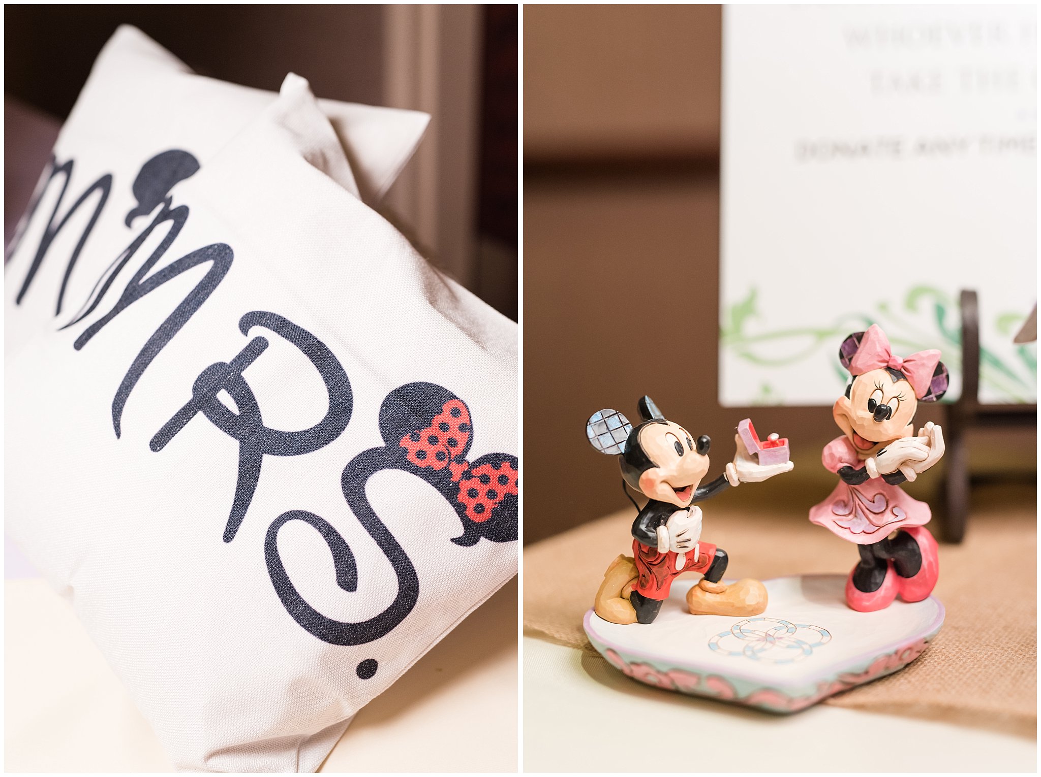 Mickey and Minnie Mouse Decor at wedding reception | Fun reception ideas | Utah Wedding | Jessie and Dallin Photography