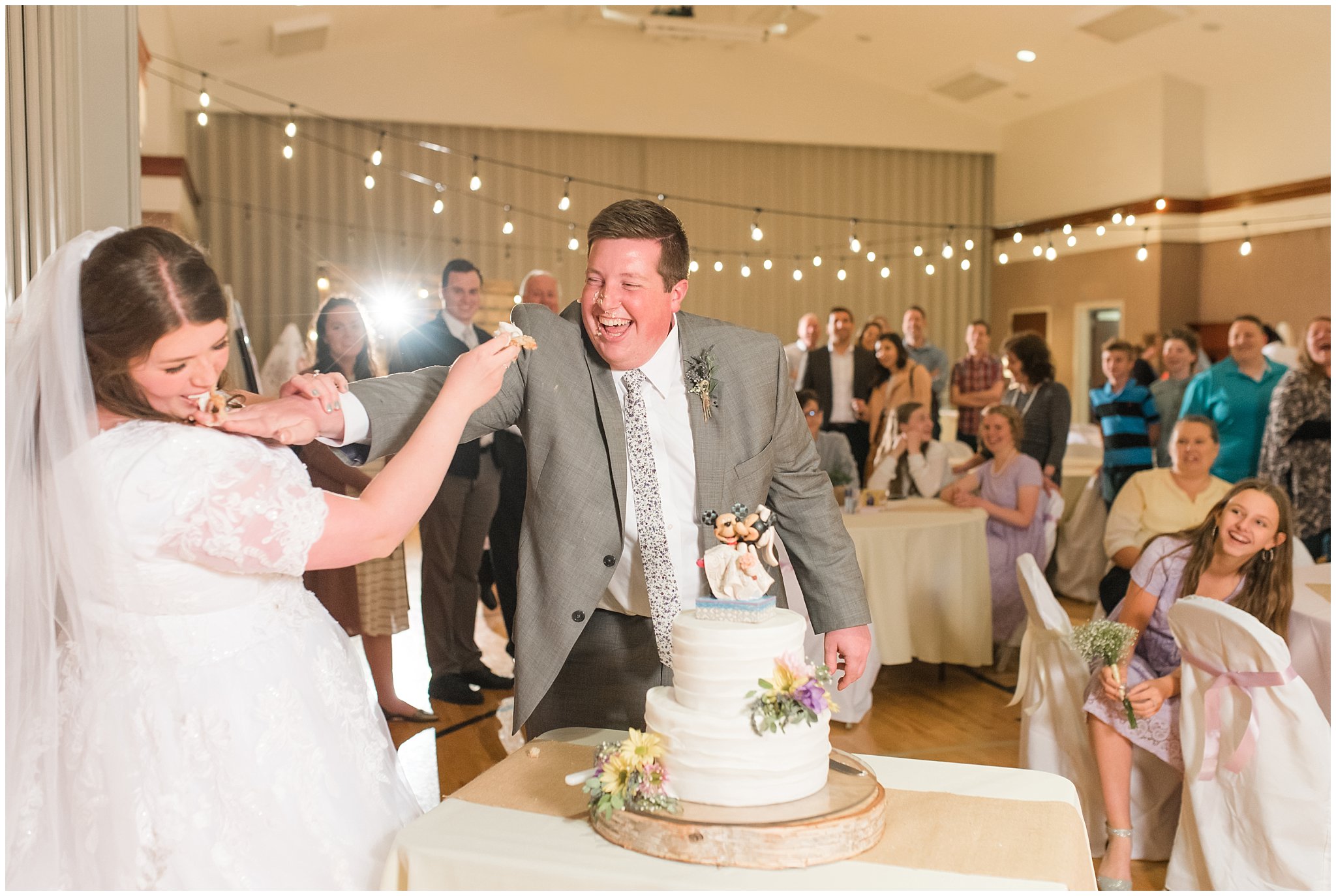 Mickey and Minnie Disney cake cutting and cake smash | Utah Wedding | Jessie and Dallin Photography