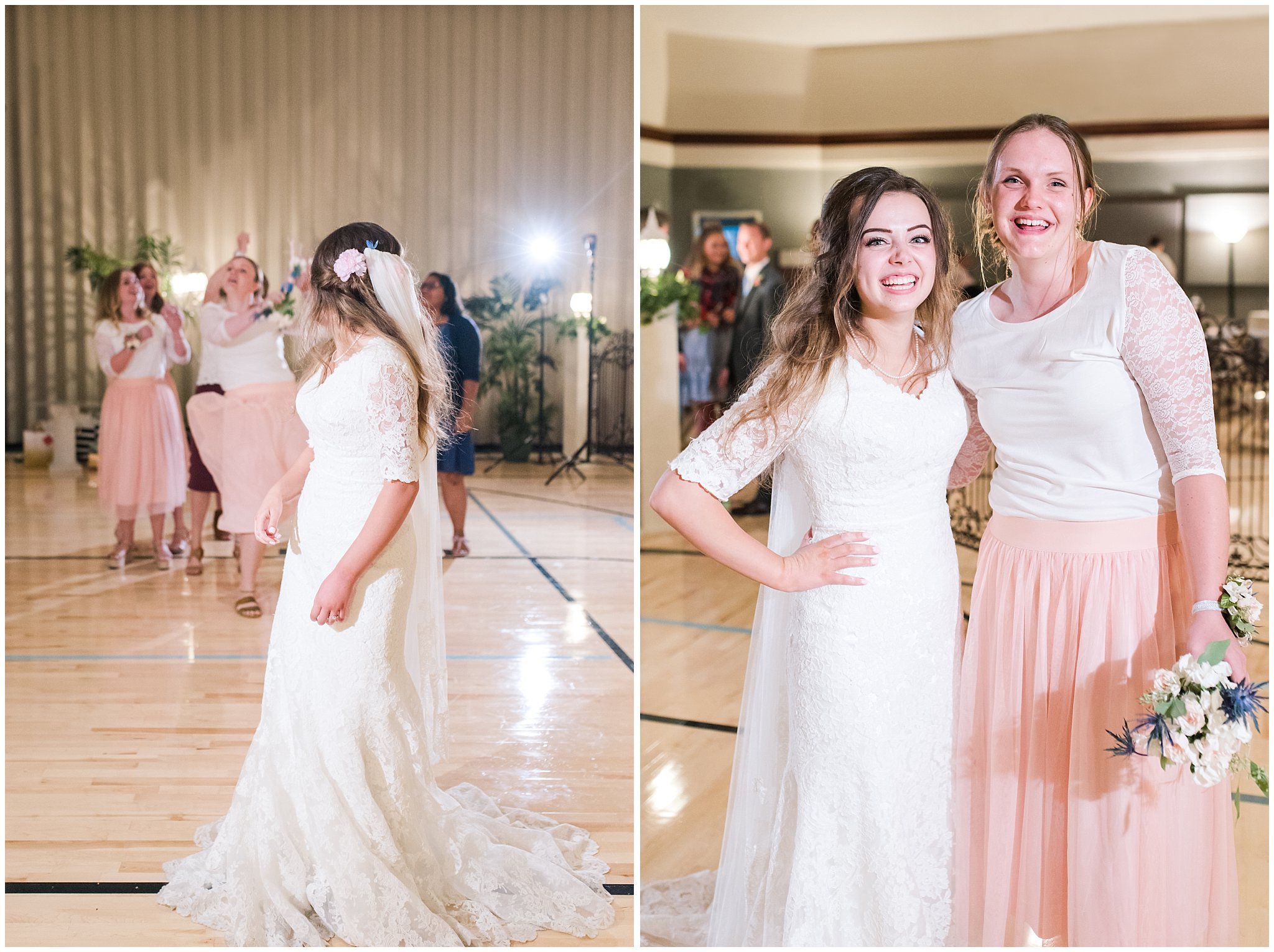 Bouquet toss | Utah wedding reception | Jessie and Dallin Photography