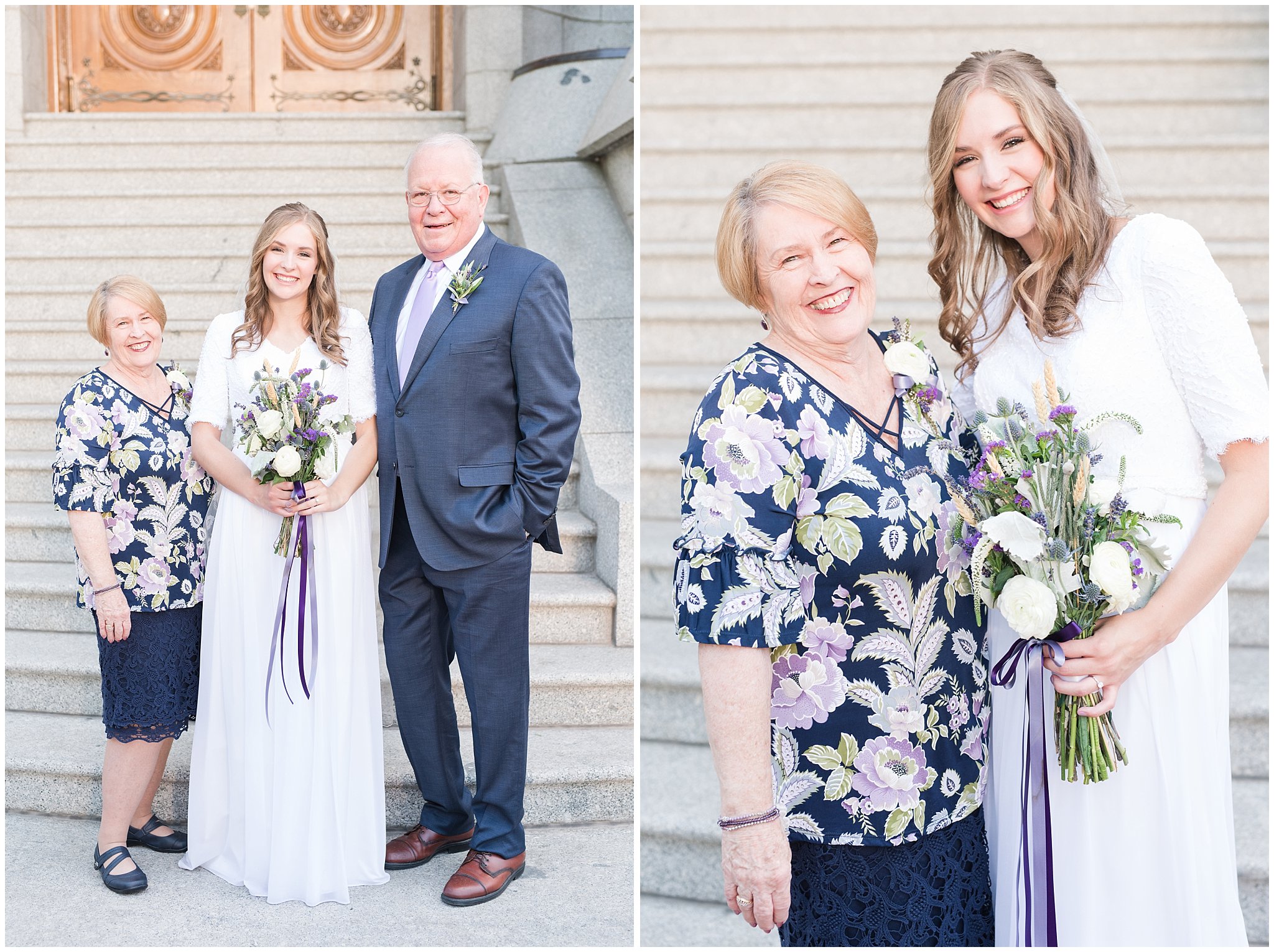 Fun and candid family photos at the temple during wedding | Salt Lake Temple Wedding and Clearfield City Hall Reception | Utah Wedding Photographers | Jessie and Dallin Photography