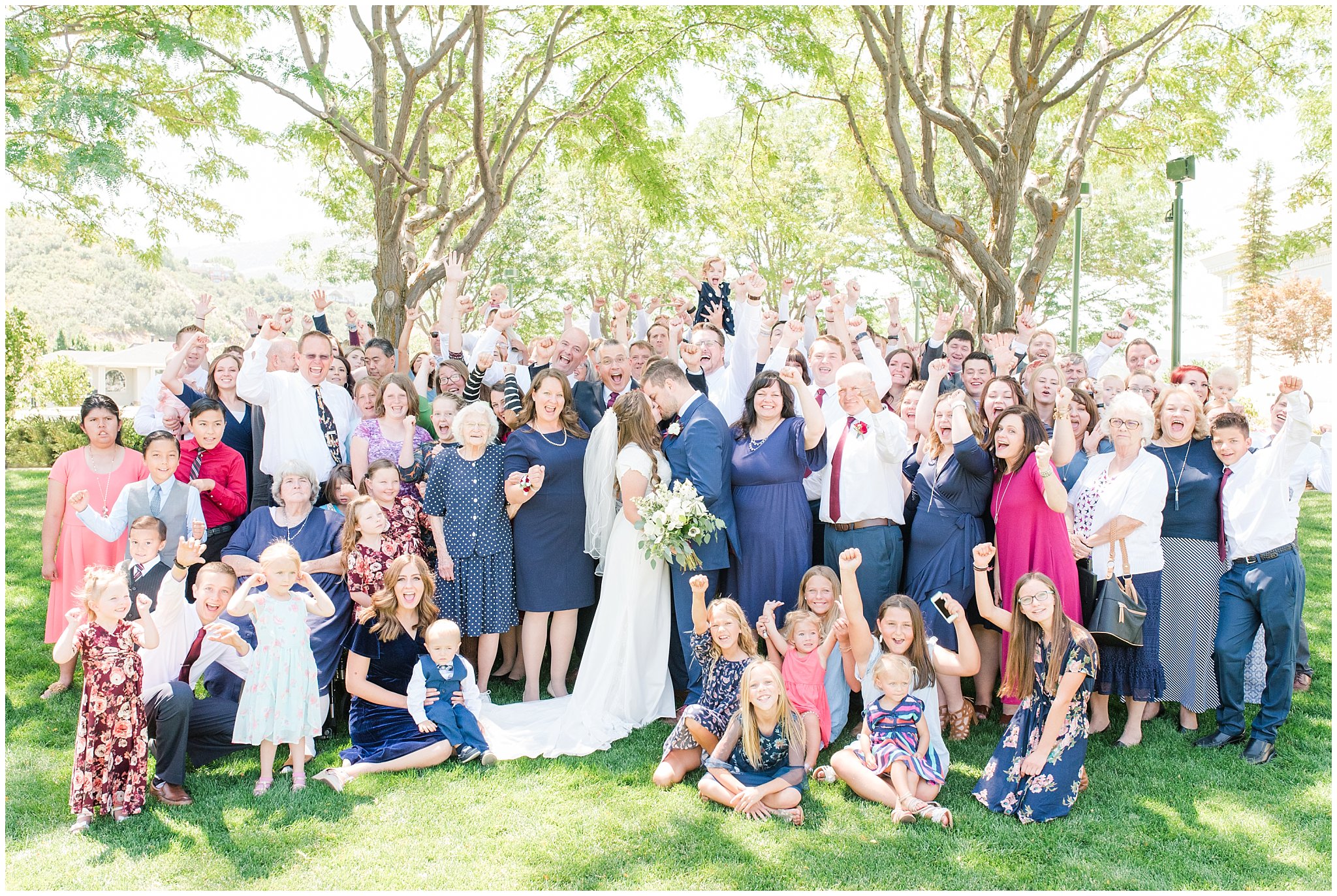 Family Portraits after temple wedding | Summer Bountiful Temple Wedding | Jessie and Dallin Photography