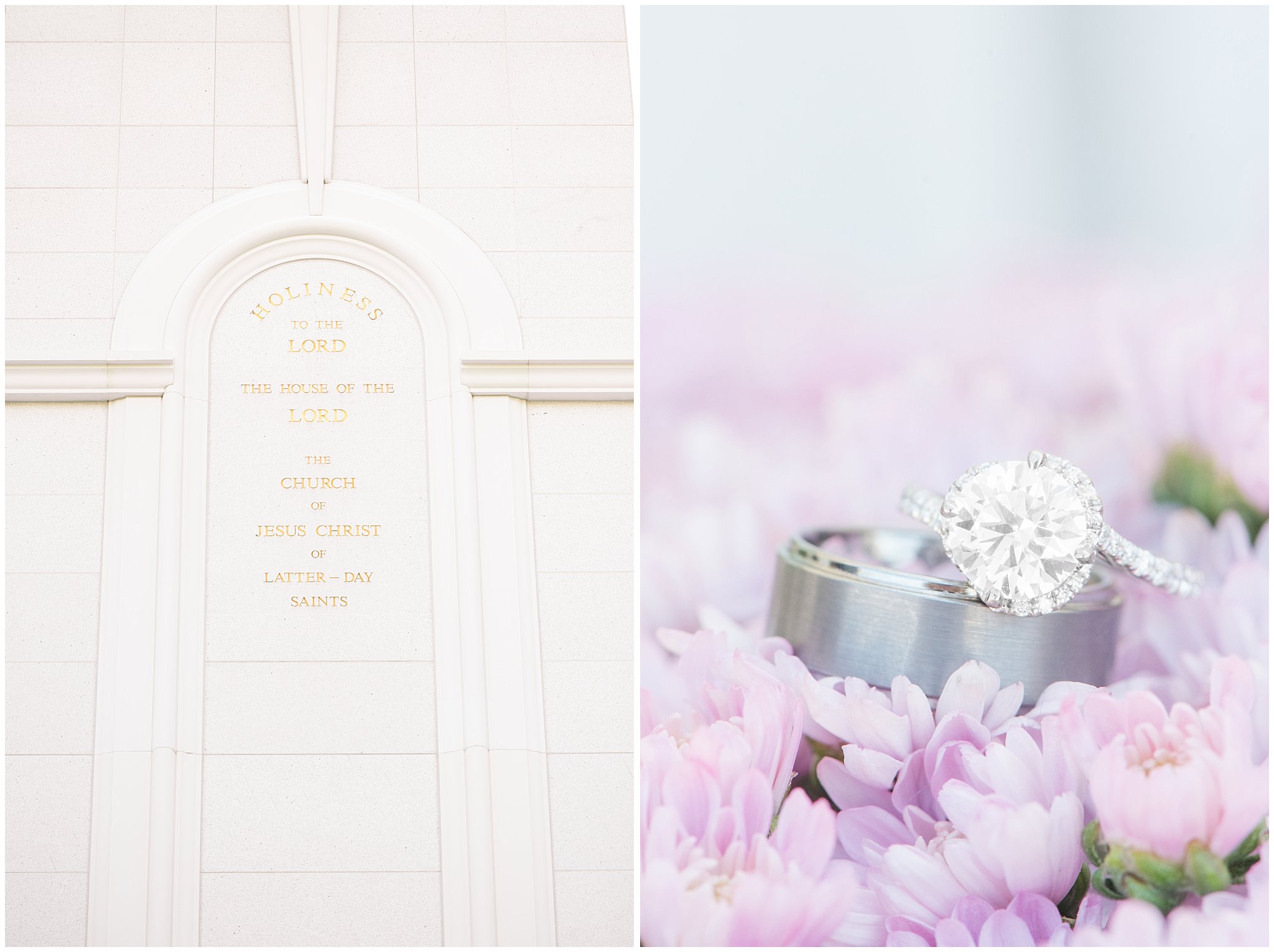 Wedding ring shot at the Bountiful Temple | Bountiful Temple Wedding and Oak Hills Reception | Jessie and Dallin Photography