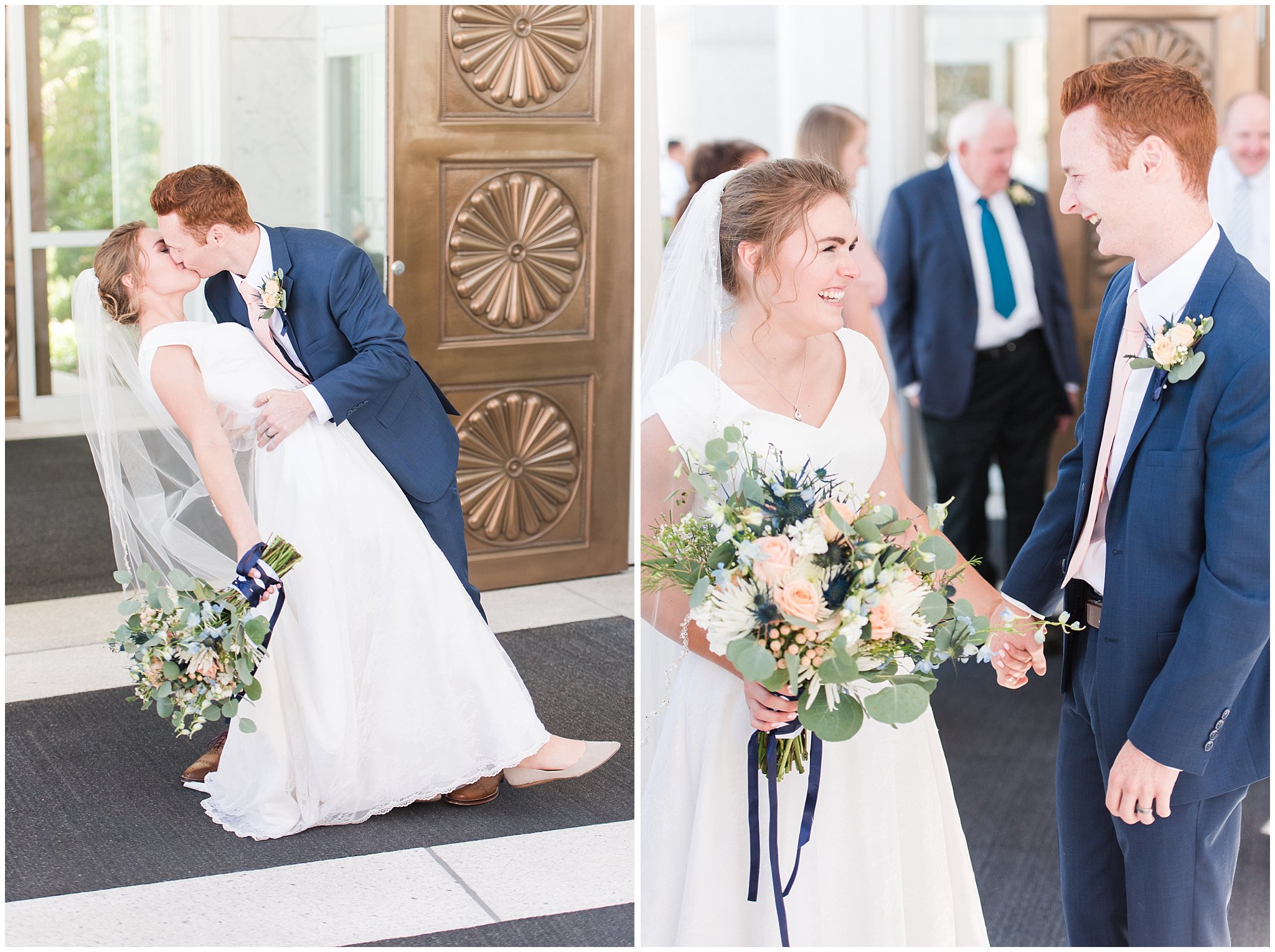 Bride and groom exit the temple | Bountiful Temple Wedding and Oak Hills Reception | Jessie and Dallin Photography