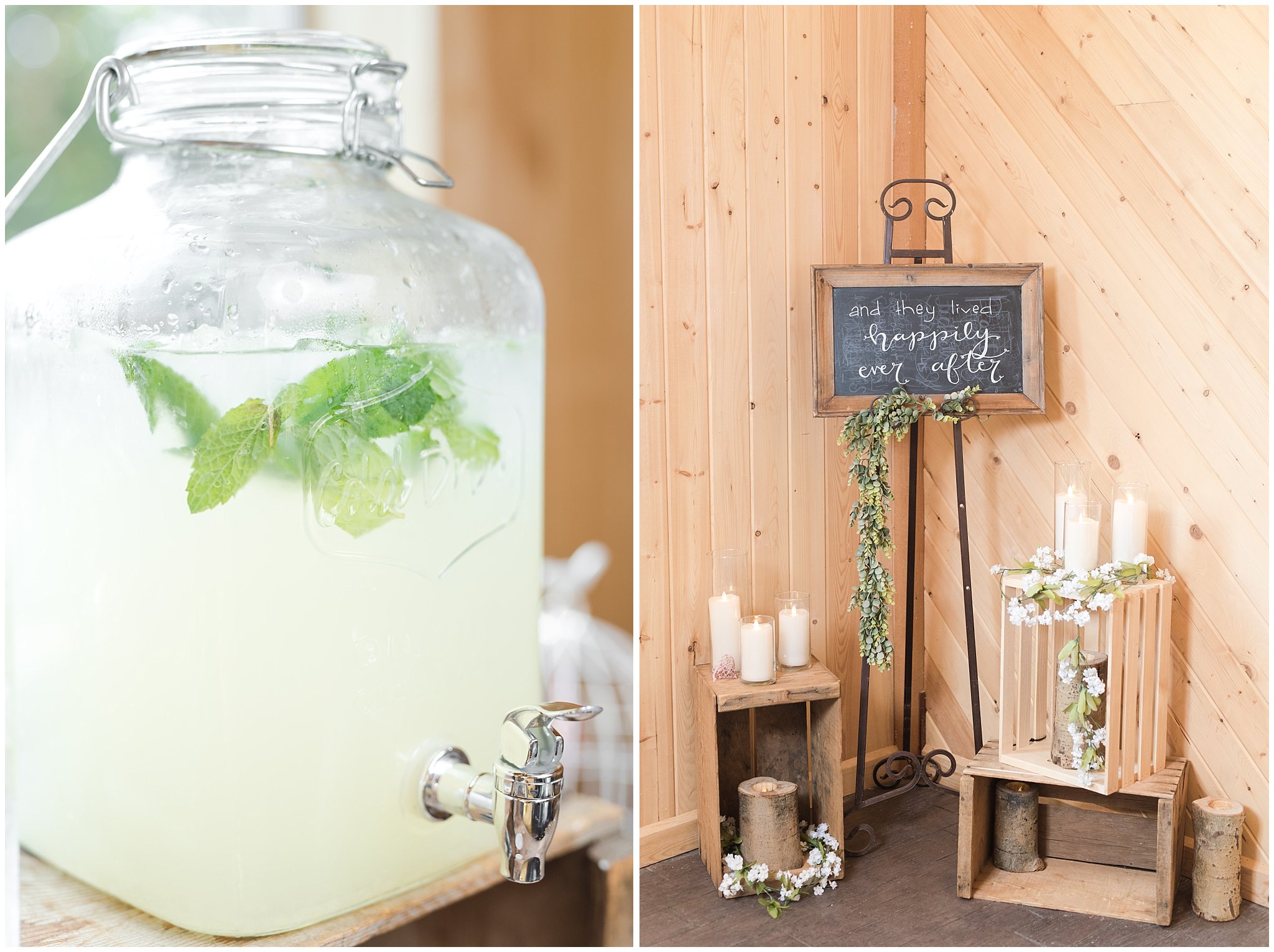 Rustic decor during reception | Oak Hills Reception and Events Center | Jessie and Dallin Photography