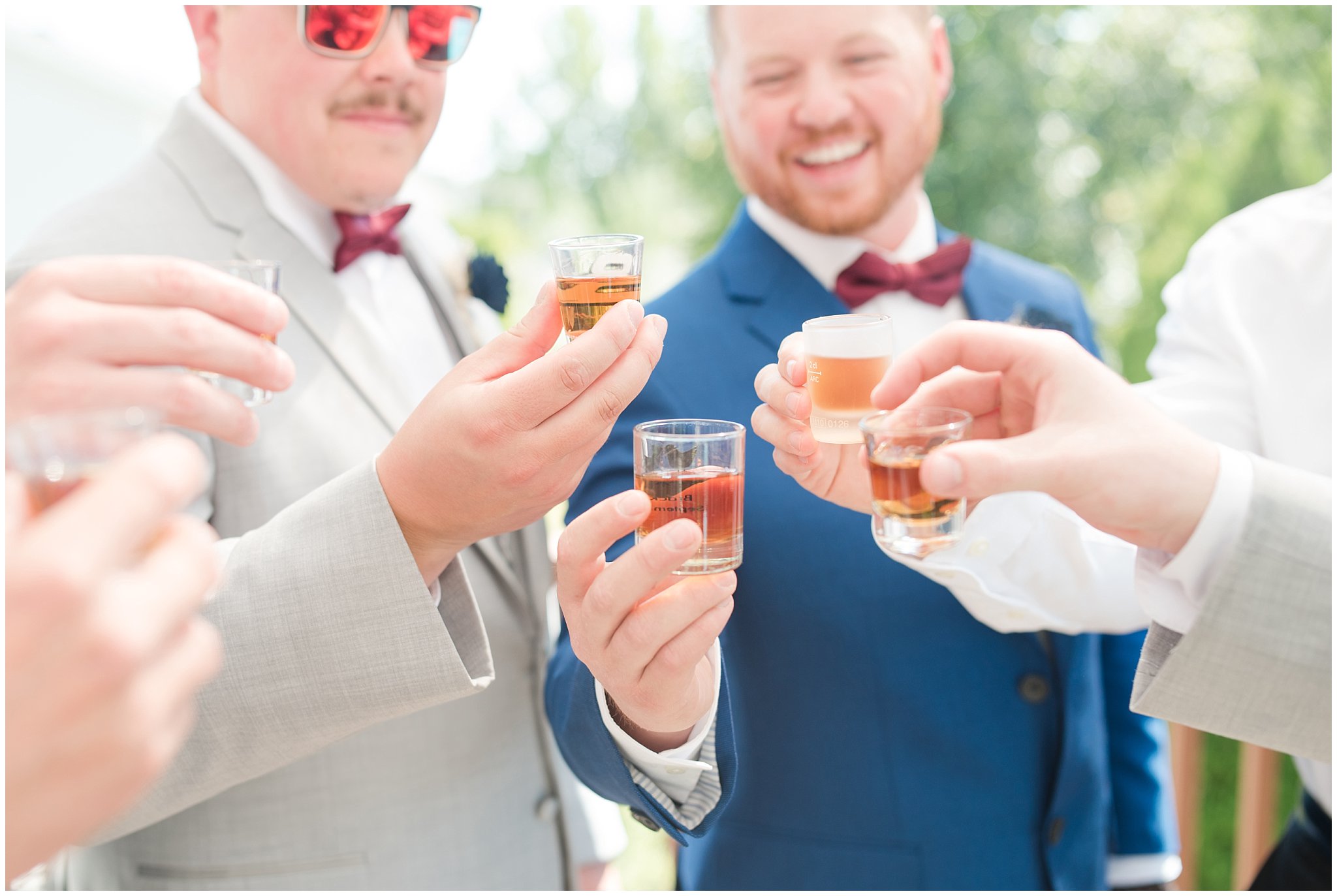 Groom and groomsmen shot before wedding ceremony | Log Haven Summer Mountain Wedding | Jessie and Dallin Photography
