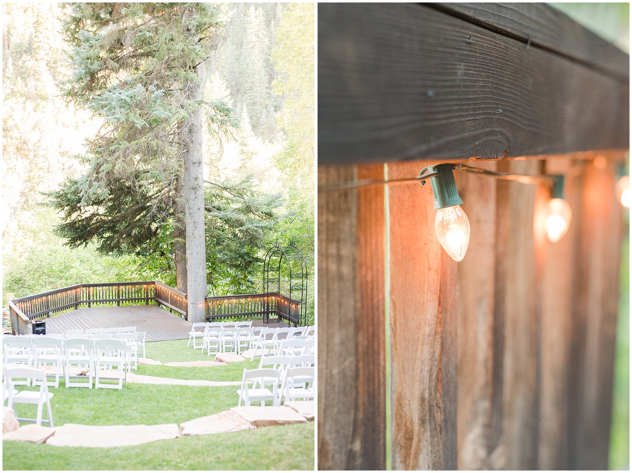 Log Haven woodsy ceremony site | Log Haven Summer Mountain Wedding | Jessie and Dallin Photography