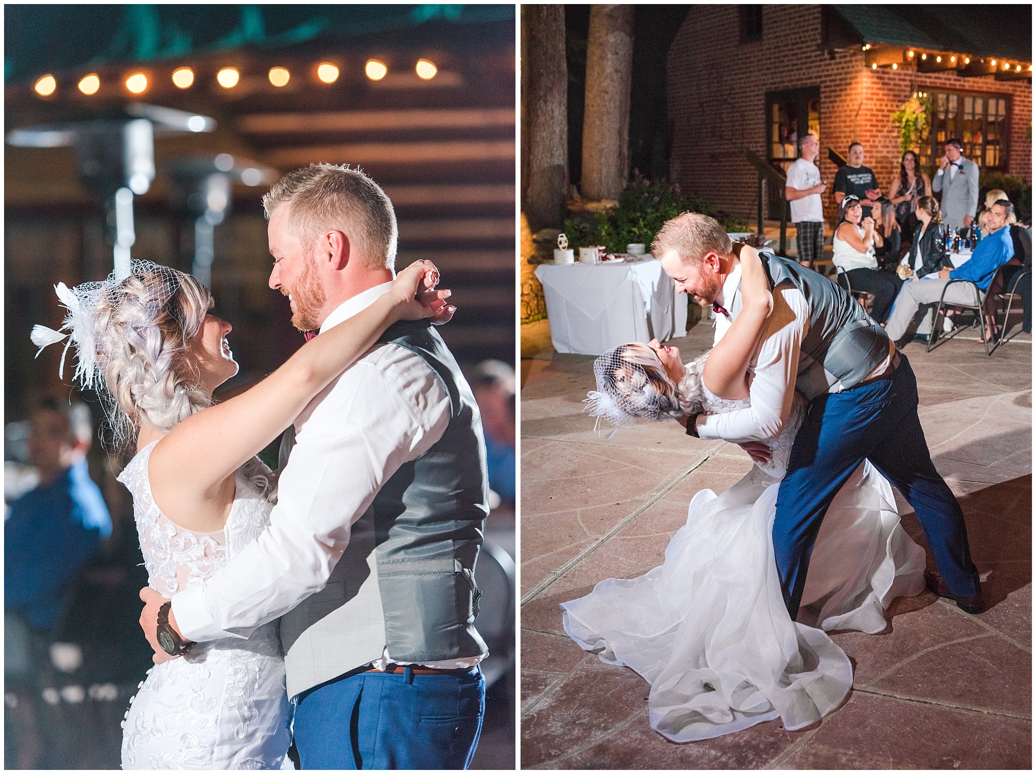 Bride and groom first dance during wedding reception | Log Haven Summer Mountain Wedding | Jessie and Dallin Photography