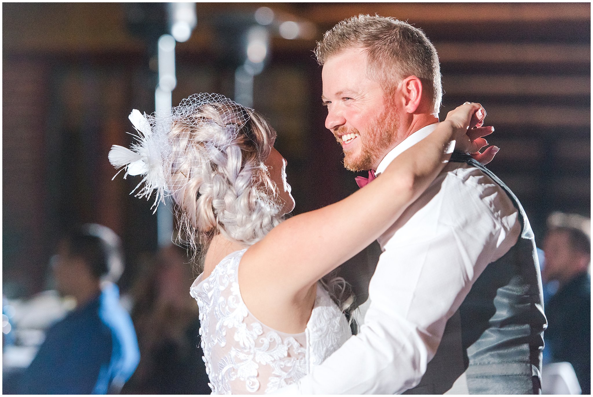 Bride and groom first dance during wedding reception | Log Haven Summer Mountain Wedding | Jessie and Dallin Photography