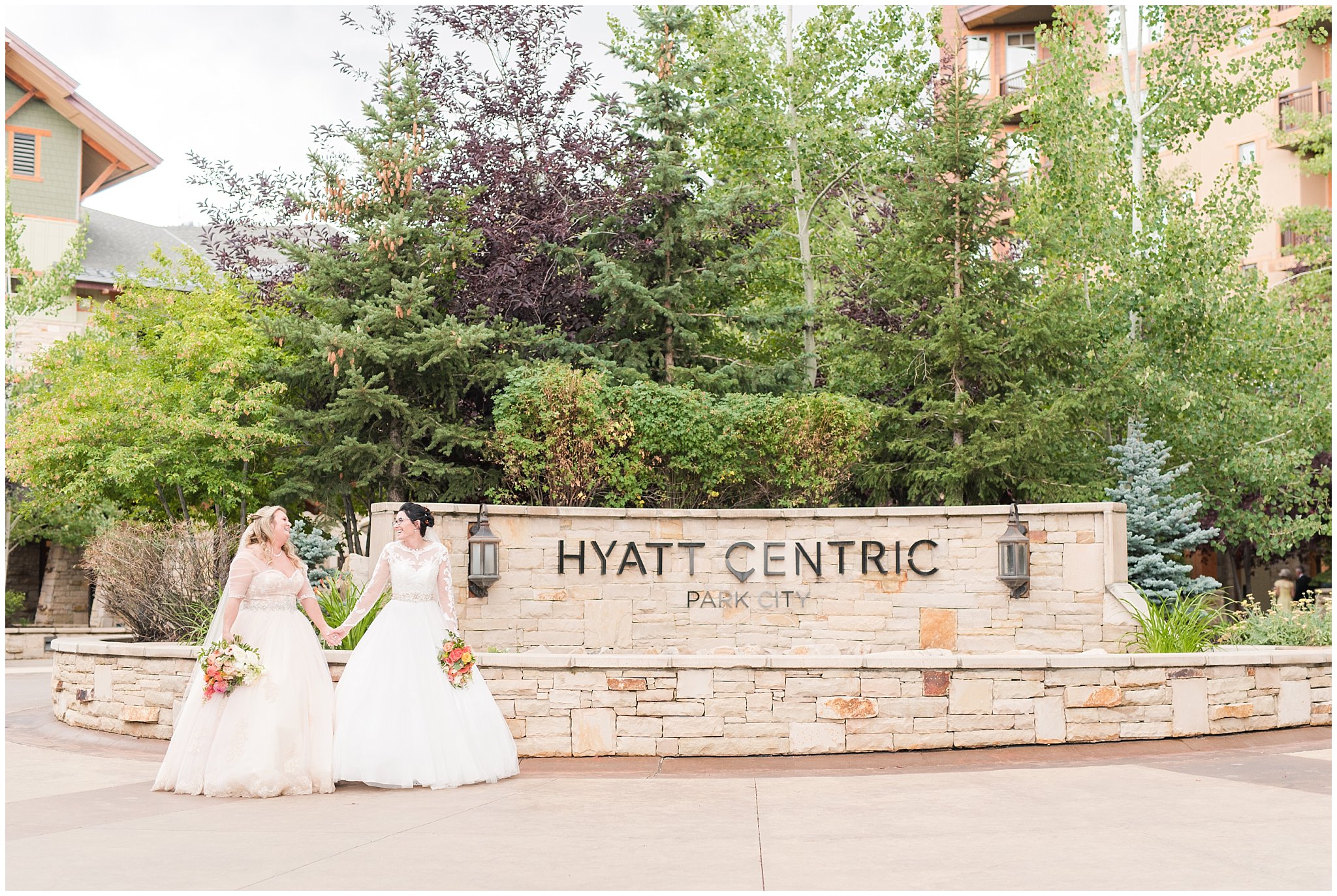 Wedding portraits during butterfly wedding with sunset colors | Park City Wedding at the Hyatt Centric | Jessie and Dallin Photography