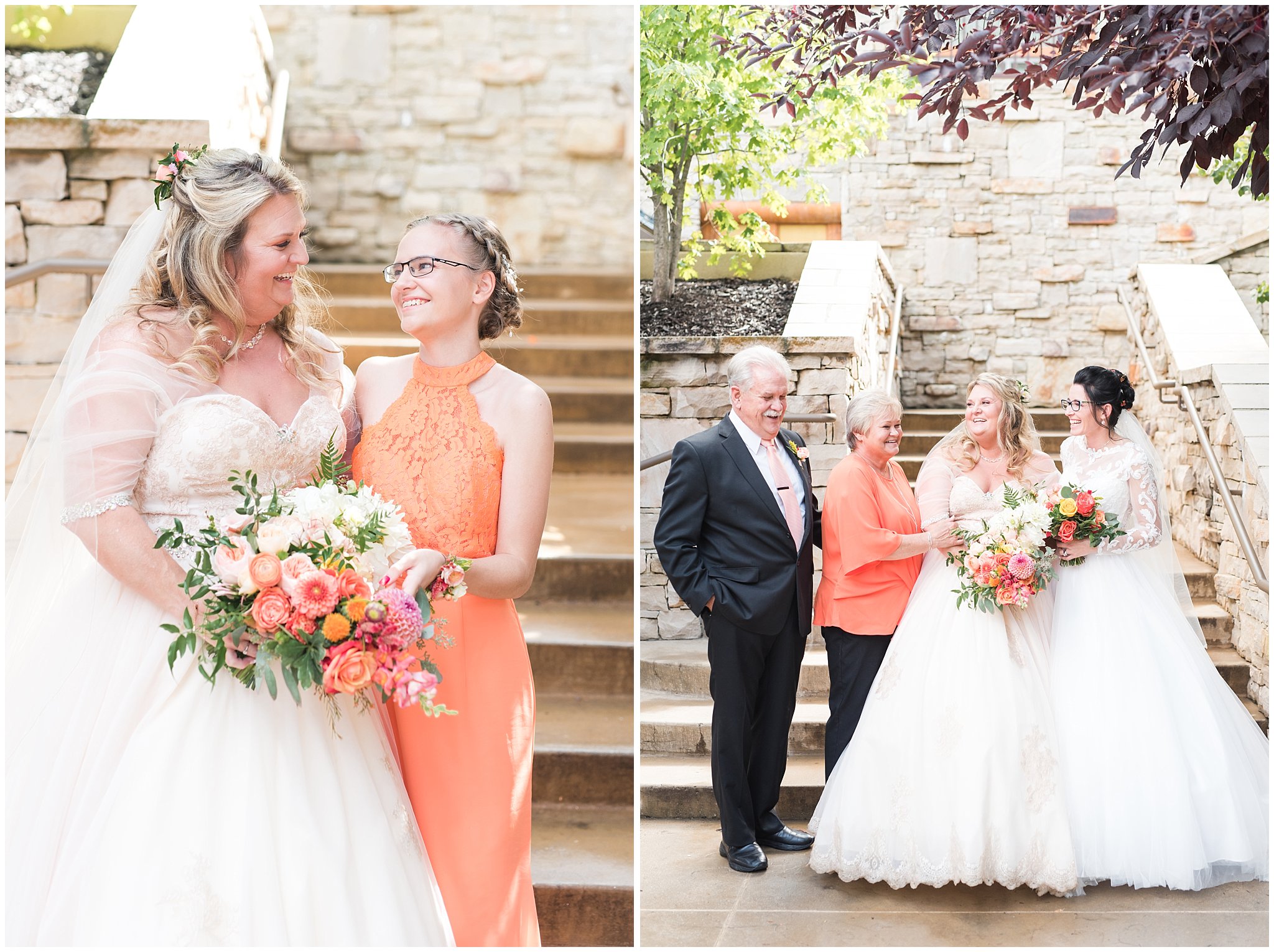 Wedding day family portraits during butterfly wedding with sunset colors | Park City Wedding at the Hyatt Centric | Jessie and Dallin Photography