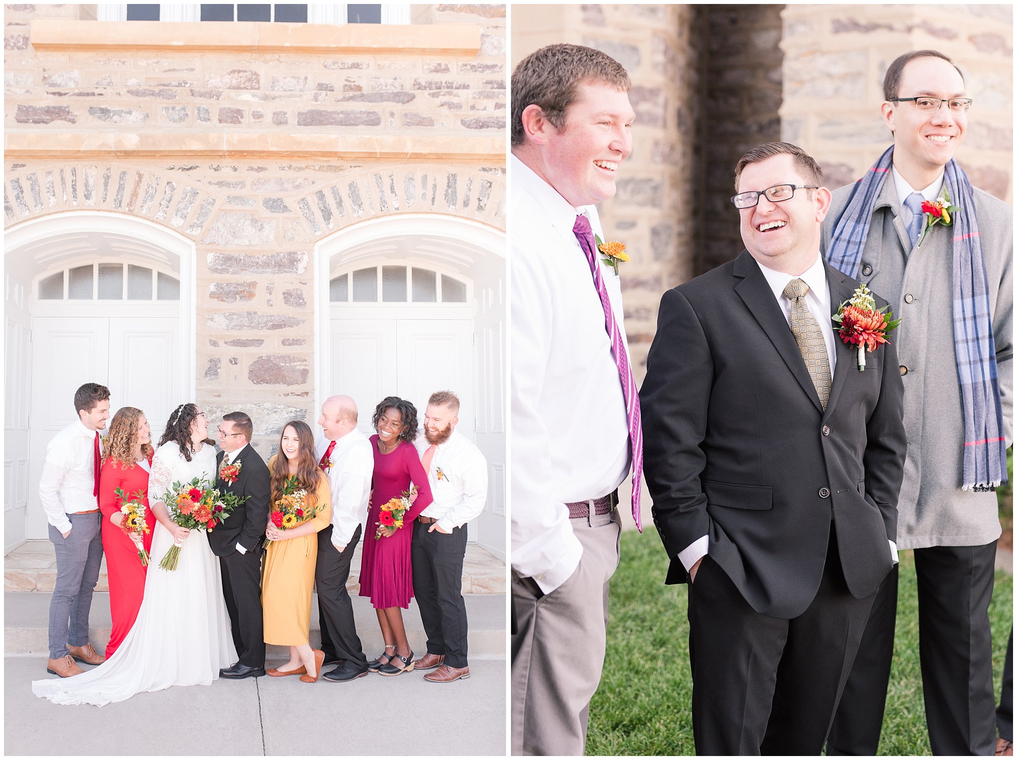 Family portraits with bride and groom and at the Logan Temple | Logan Temple Fall Wedding and Logan Country Club Reception | Jessie and Dallin Photography
