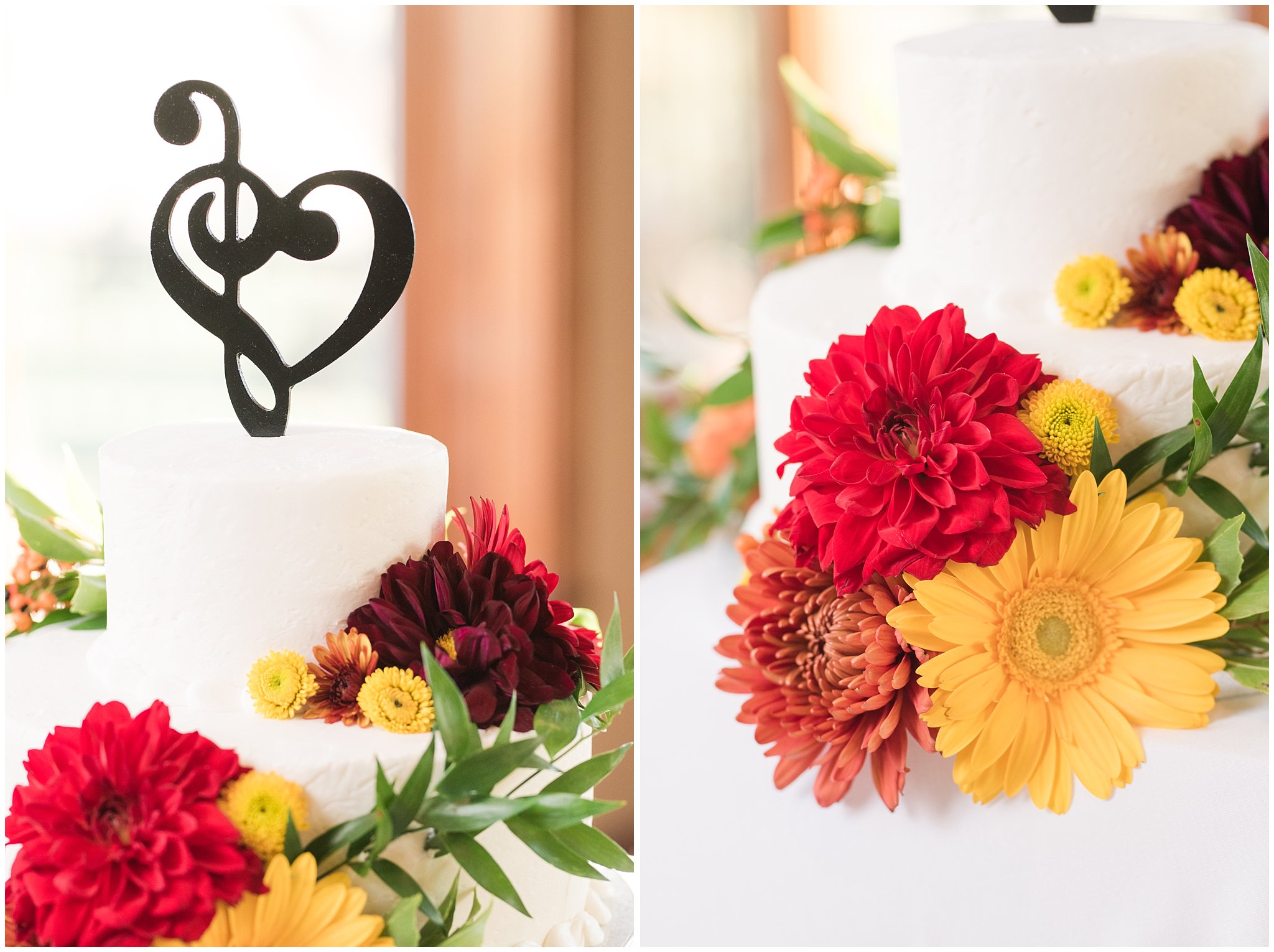 Music note wedding cake | Logan Temple Fall Wedding and Logan Country Club Reception | Jessie and Dallin Photography