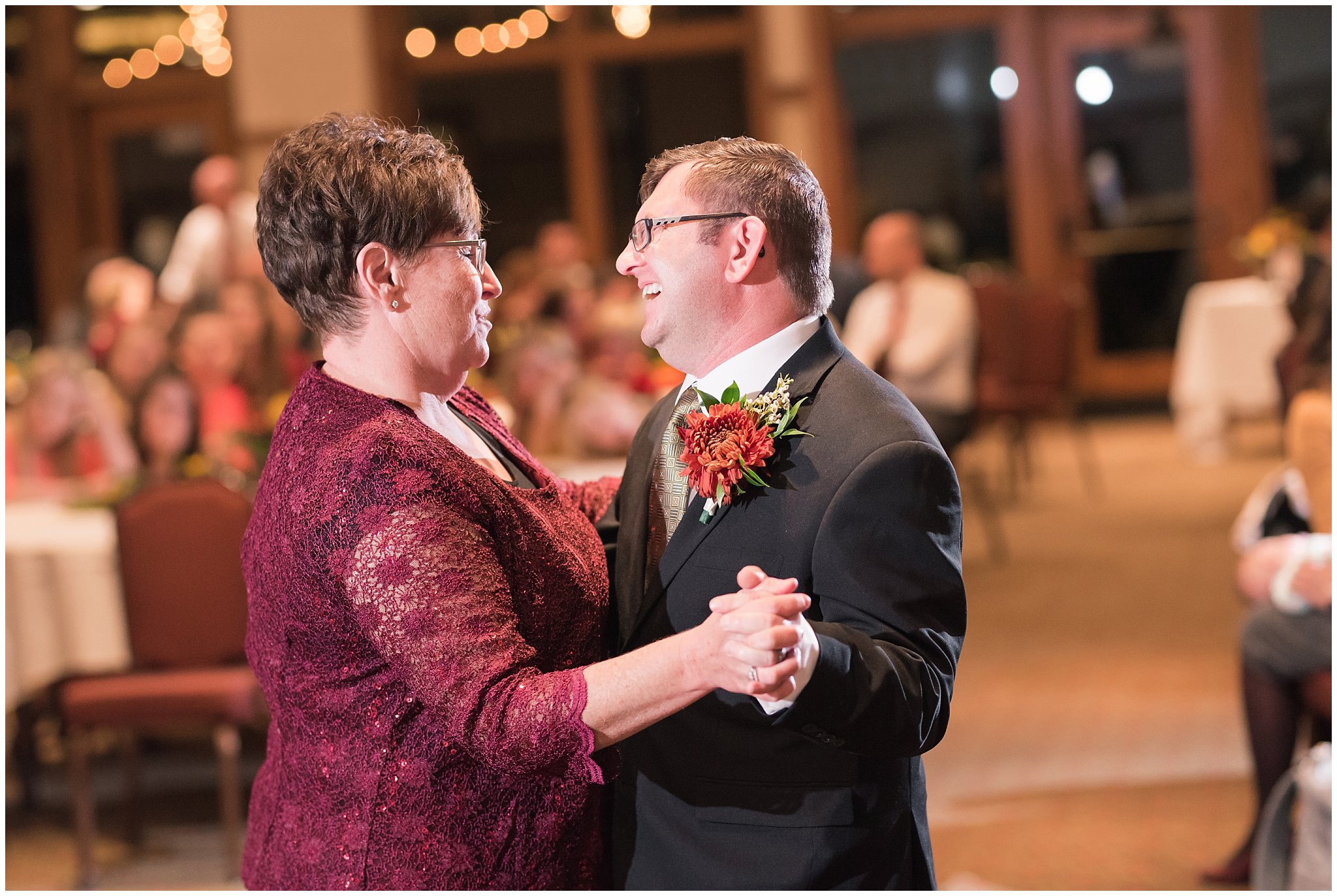Mother son and father daughter dance at Logan Country Club | Logan Temple Fall Wedding and Logan Country Club Reception | Jessie and Dallin Photography