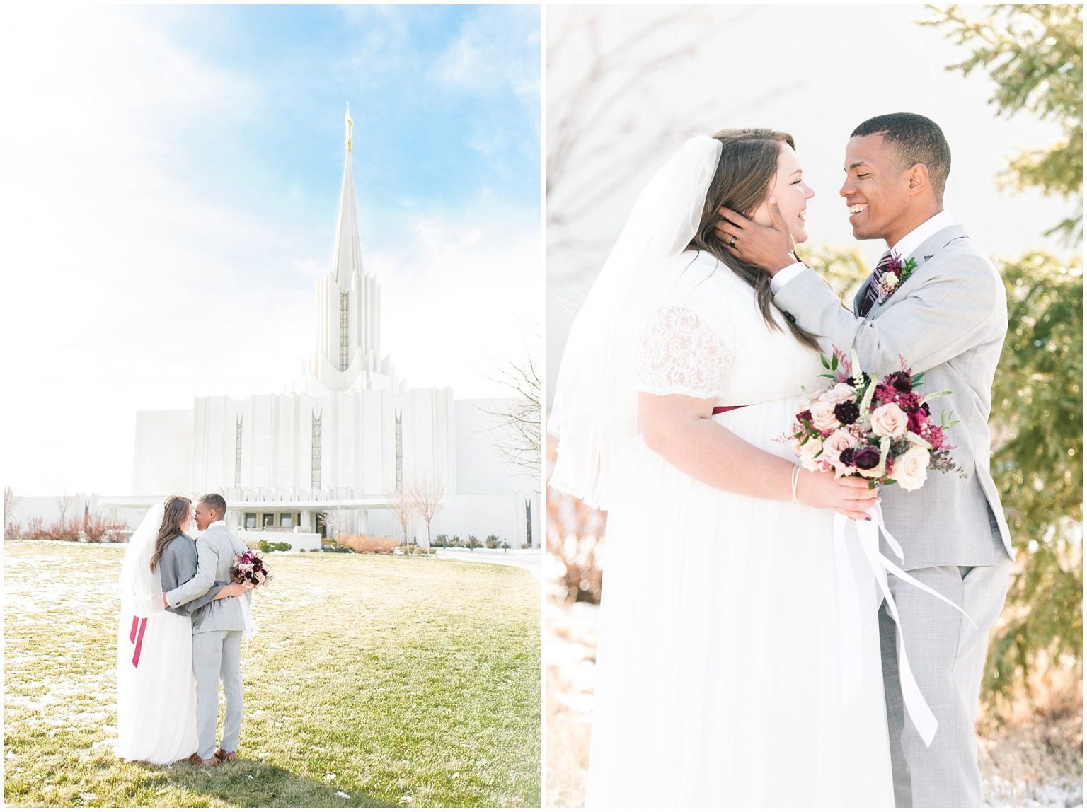 Jordan River Temple Winter Wedding Jessie and Dallin Photography
