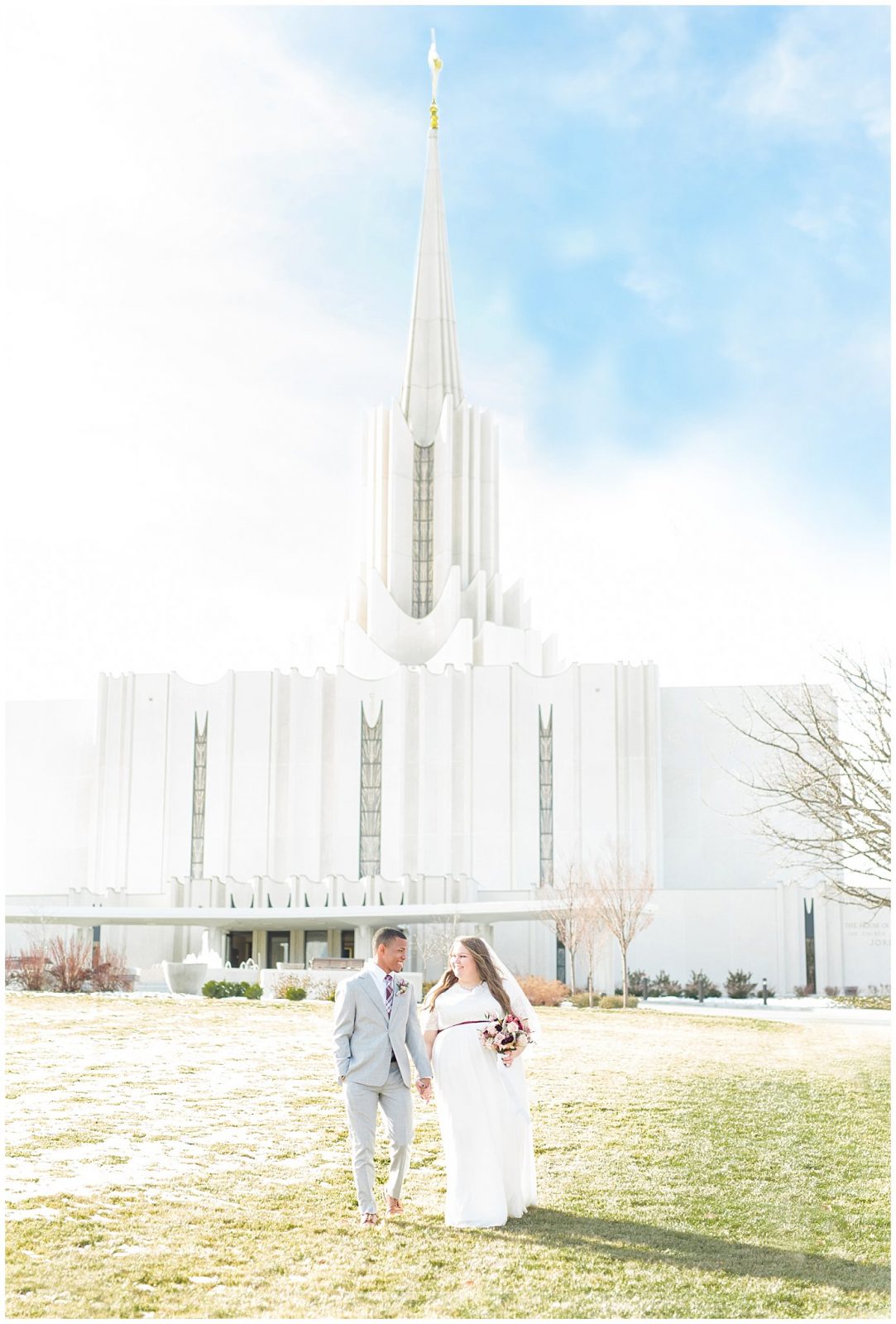 Jordan River Temple Winter Wedding Jessie and Dallin Photography